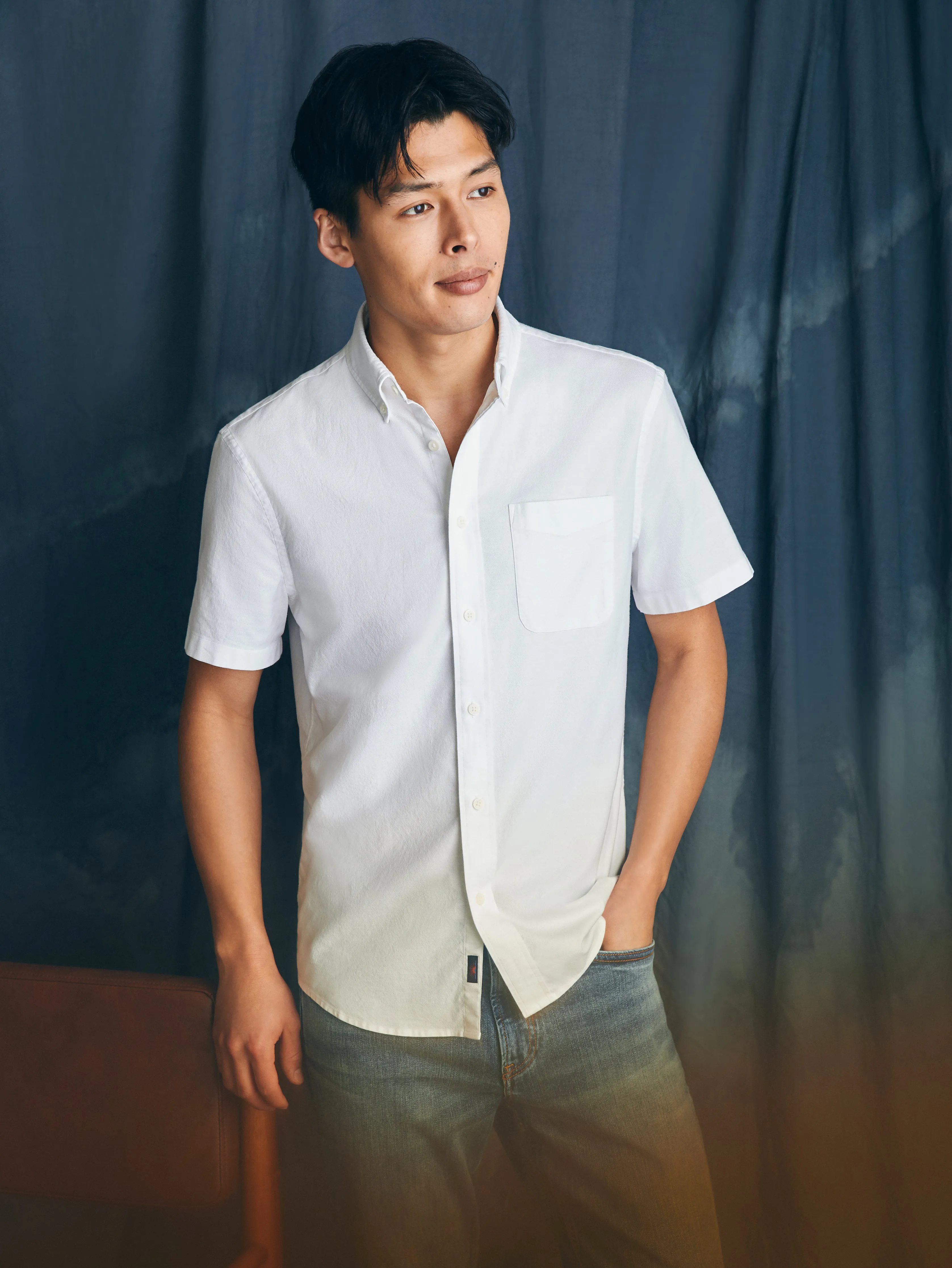 Short-Sleeve Supima Oxford Shirt - Pure White sold by Faherty