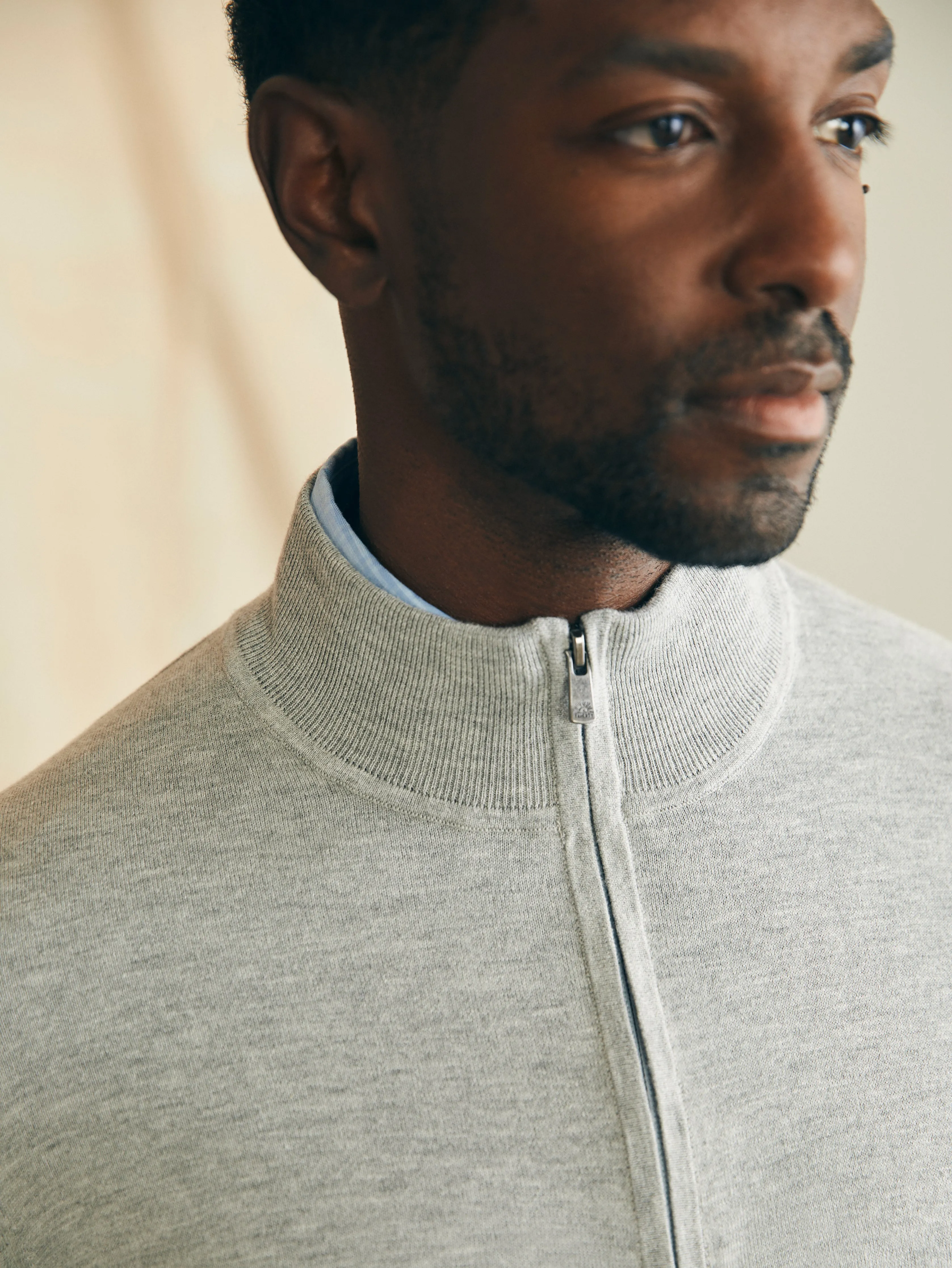 Movement™ Quarter Zip Sweater (Tall) - Mineral Grey Heather sold by Faherty product image thumbnail 5