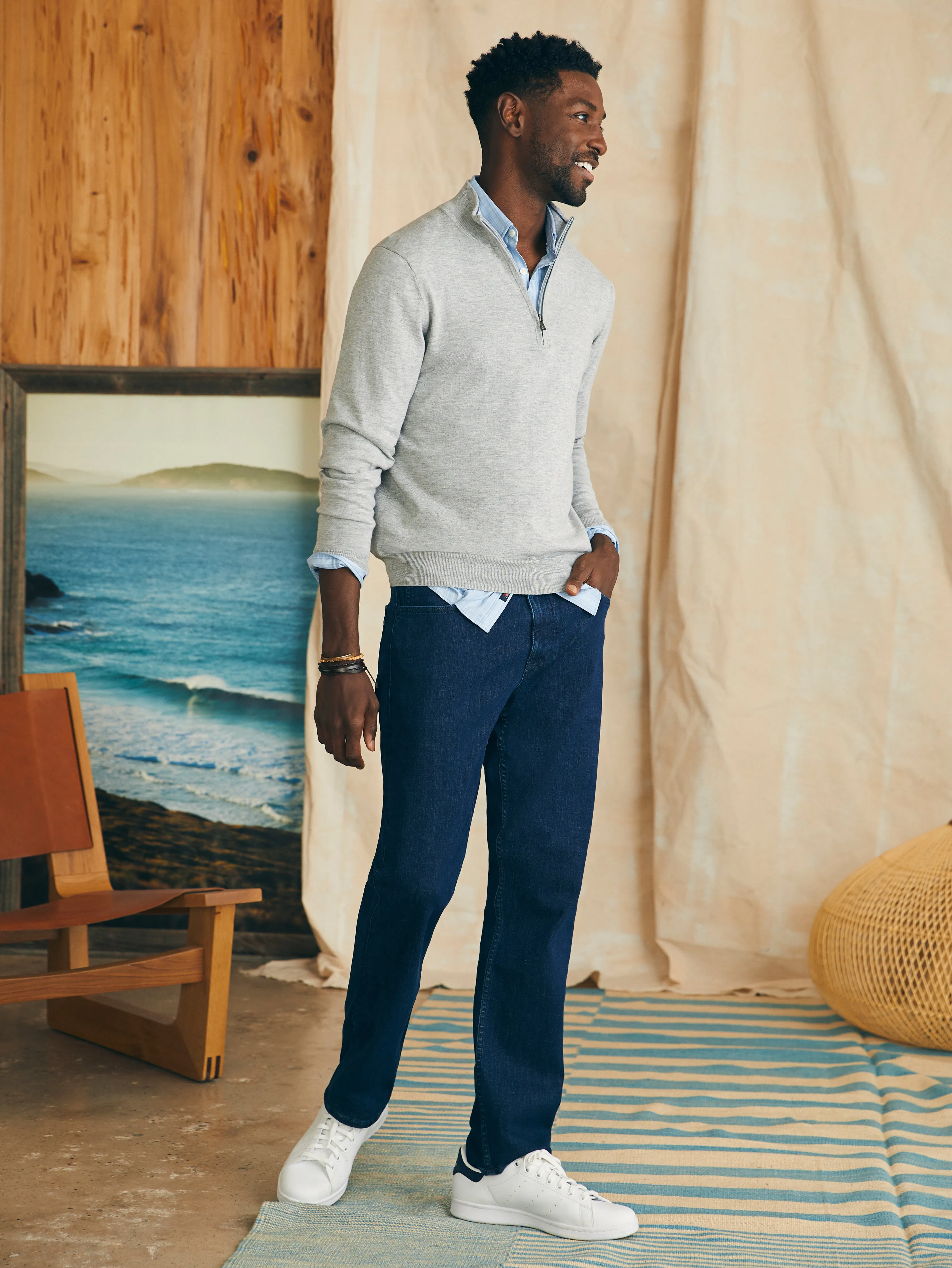 Movement™ Quarter Zip Sweater (Tall) - Mineral Grey Heather sold by Faherty product image thumbnail 4