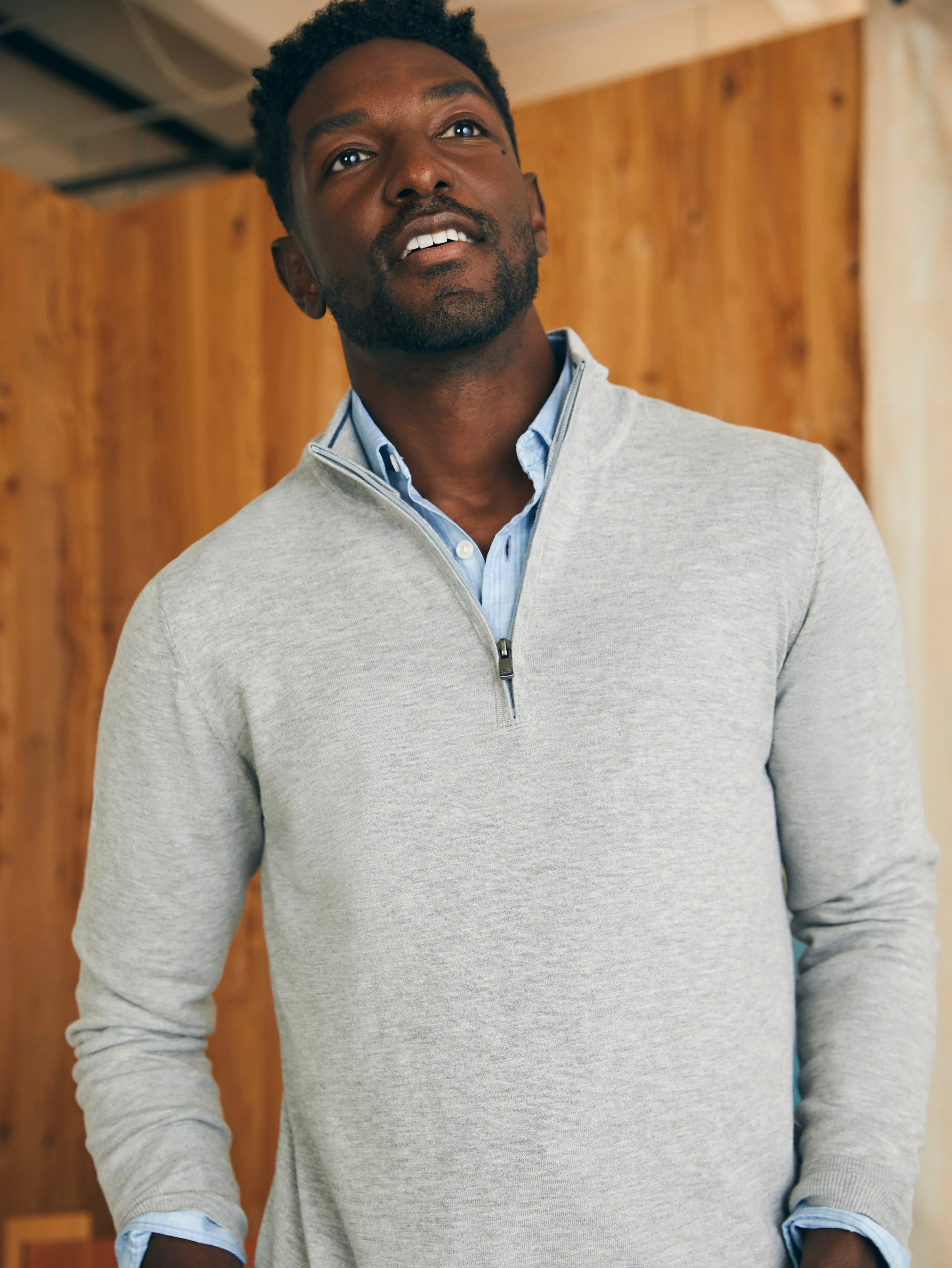 Movement™ Quarter Zip Sweater (Tall) - Mineral Grey Heather sold by Faherty