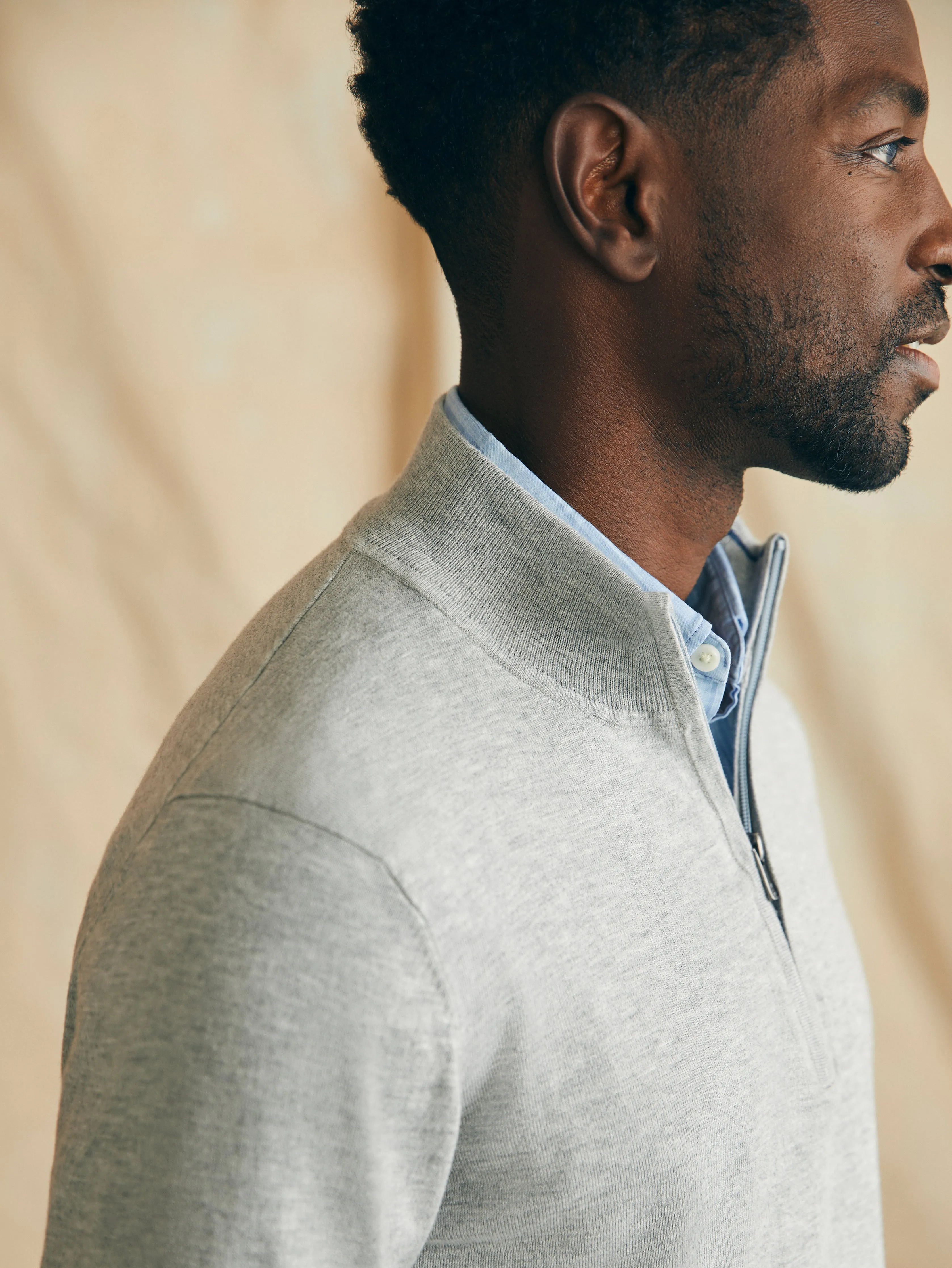 Movement™ Quarter Zip Sweater (Tall) - Mineral Grey Heather sold by Faherty product image thumbnail 2