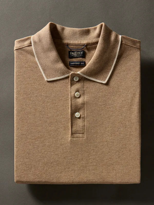 Movement™ Short-Sleeve Pique Polo Shirt - Driftwood Island Heather sold by Faherty