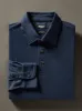 Movement™ Long-Sleeve Pique Polo - Harbor Night Heather sold by Faherty