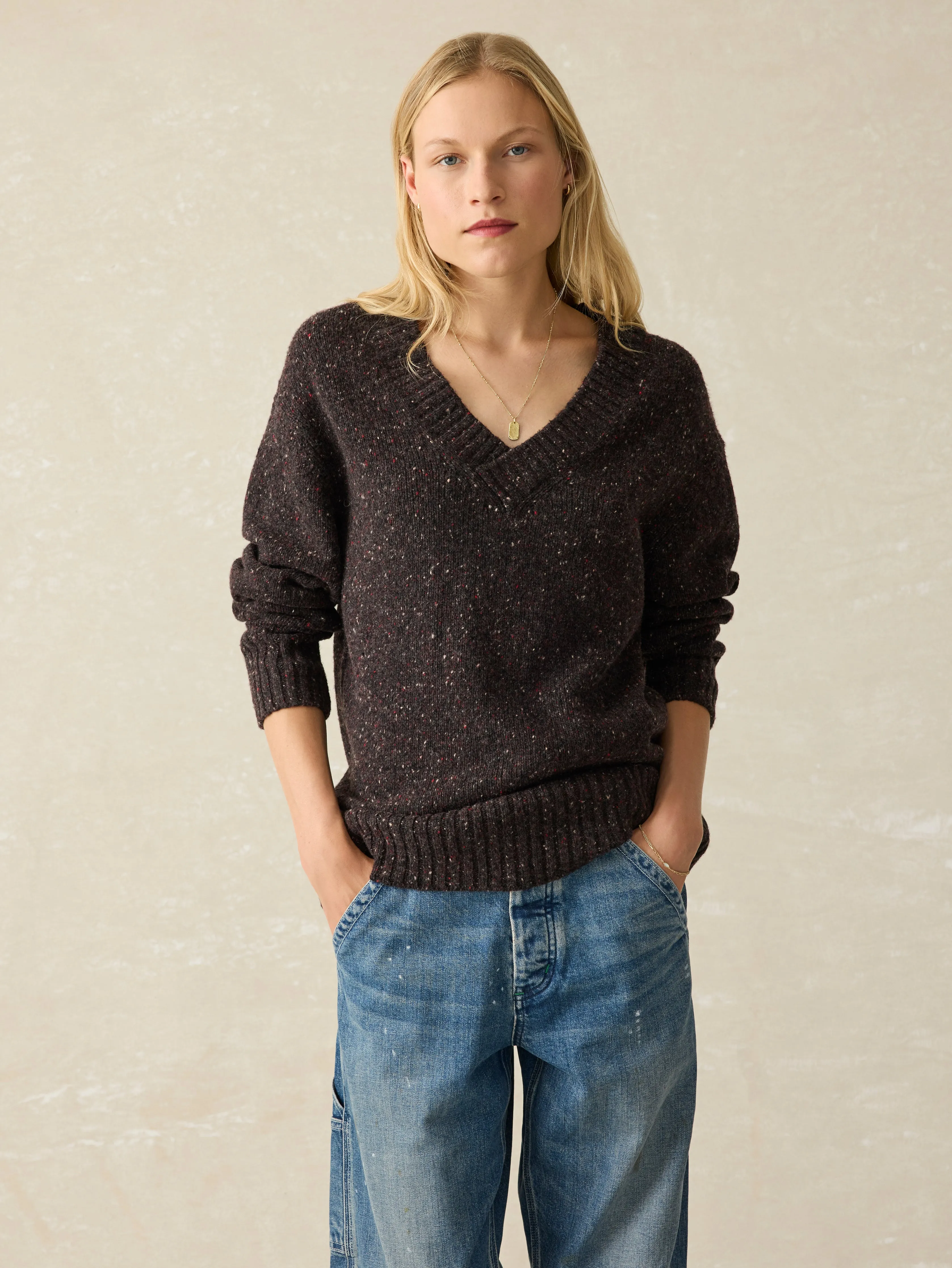 Driftwood Donegal Sweater - Blackberry sold by Faherty