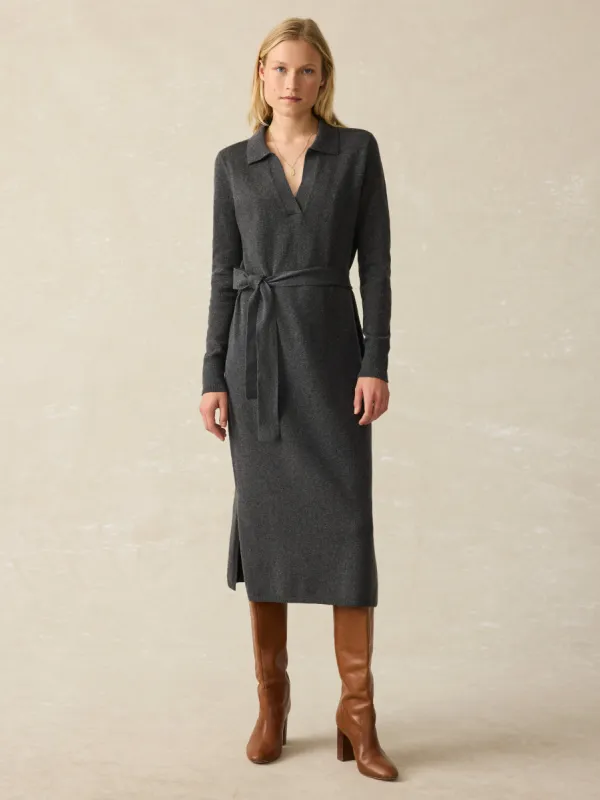 Jackson Sweater Dress - Medium Grey Heather made by Faherty