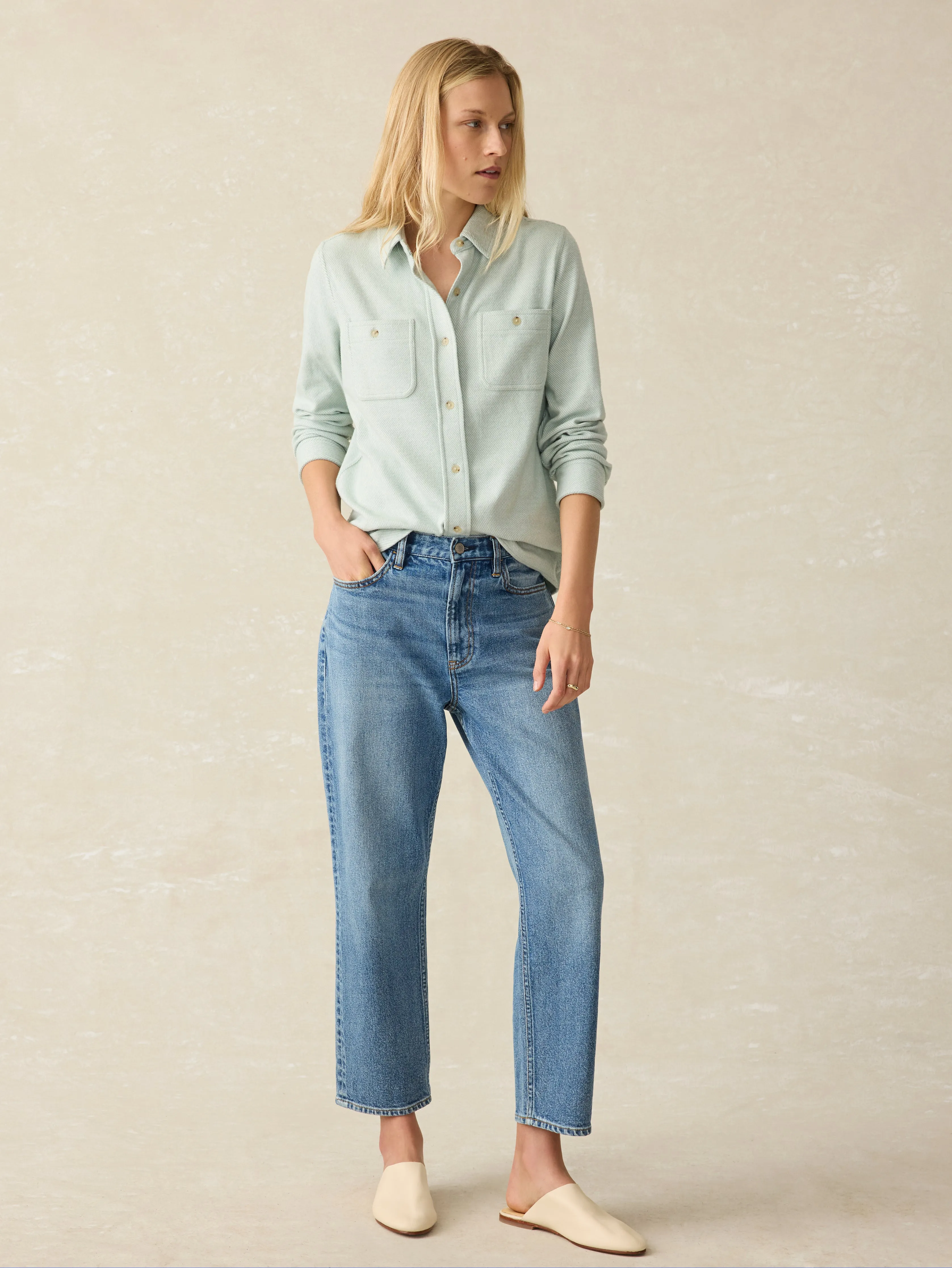 Legend™ Sweater Shirt - Jadeite Twill sold by Faherty product image thumbnail 4