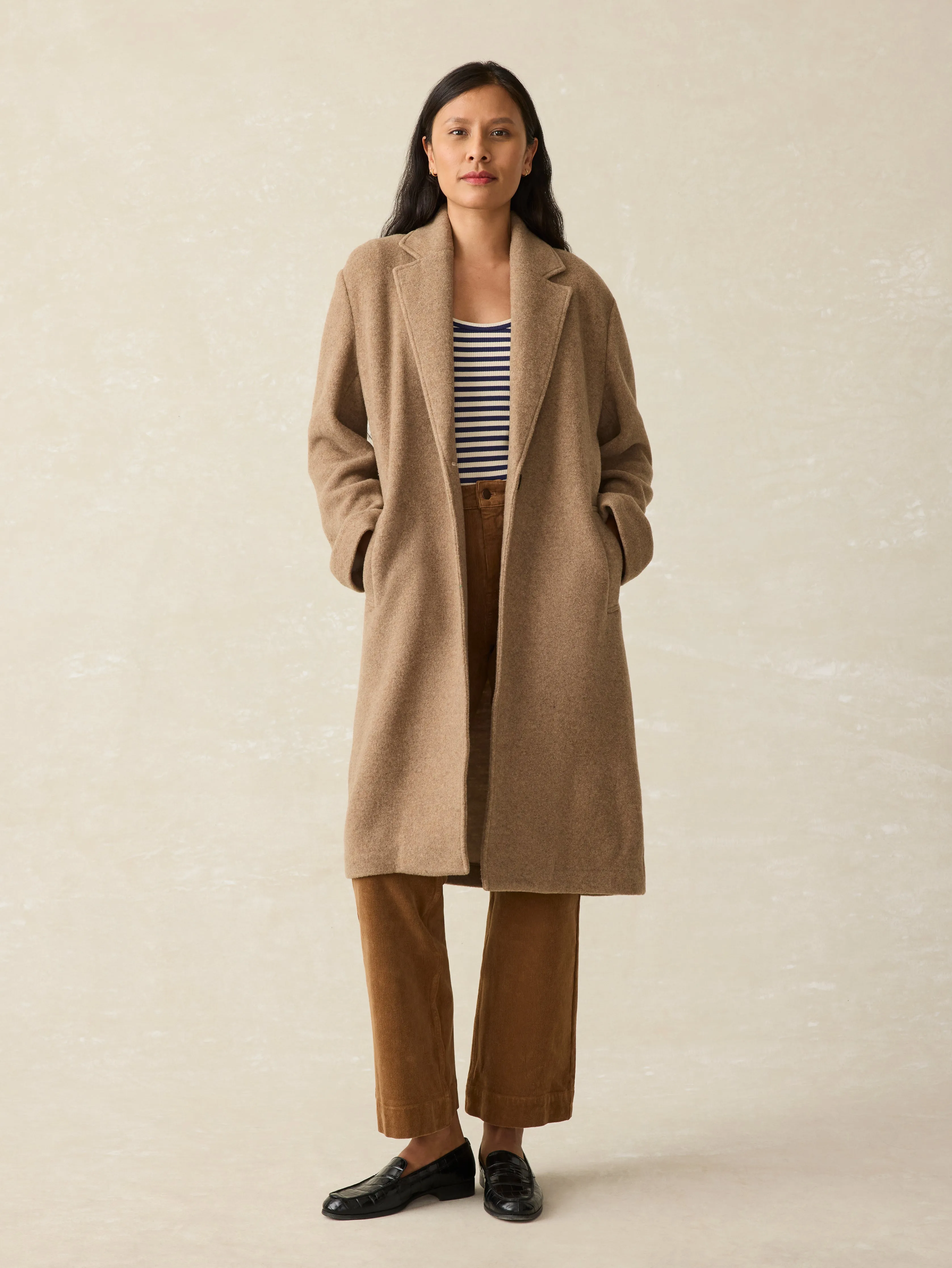 The Atlantic Knit Coat - Cappuccino sold by Faherty