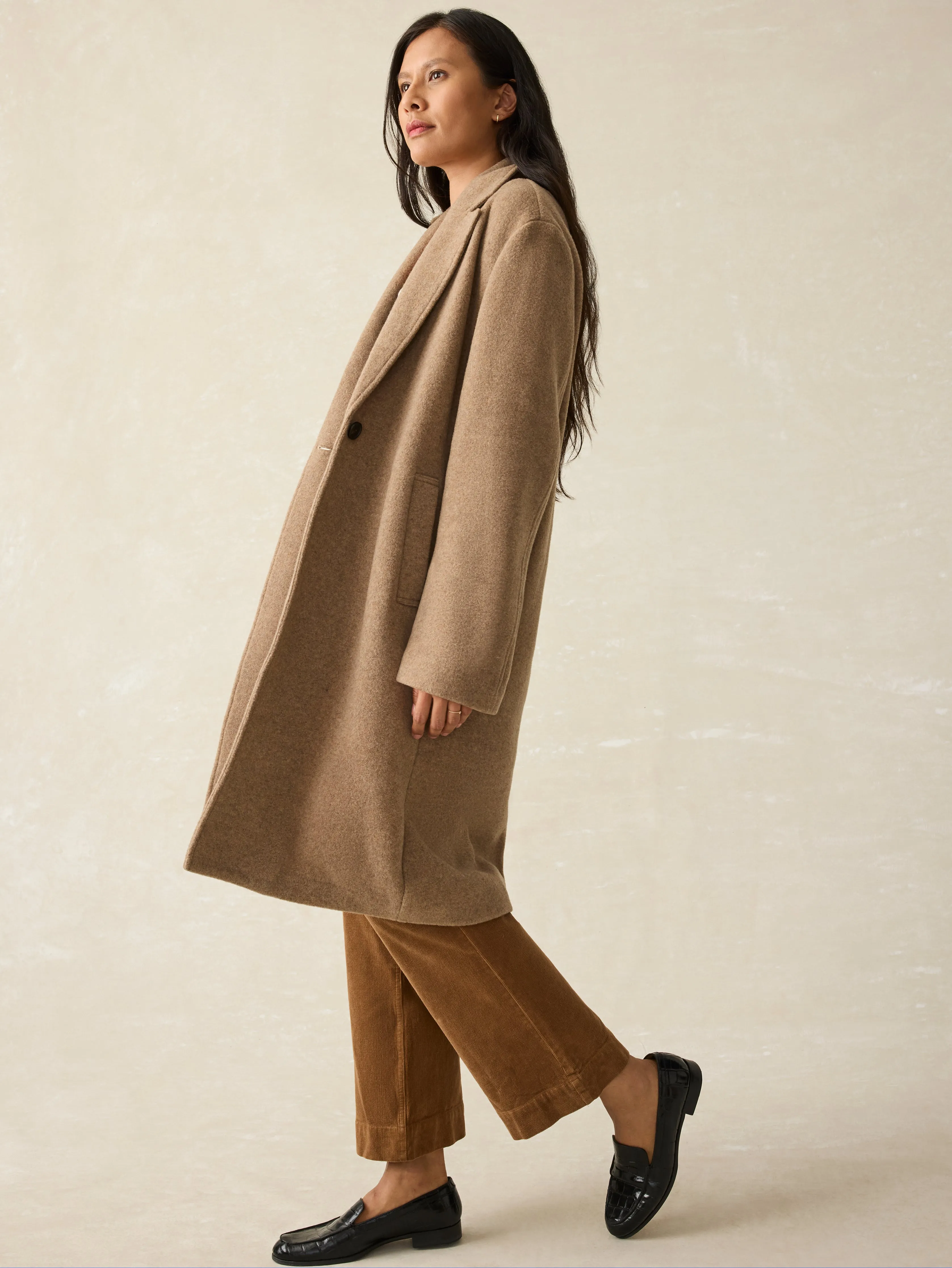 The Atlantic Knit Coat - Cappuccino sold by Faherty product image thumbnail 3