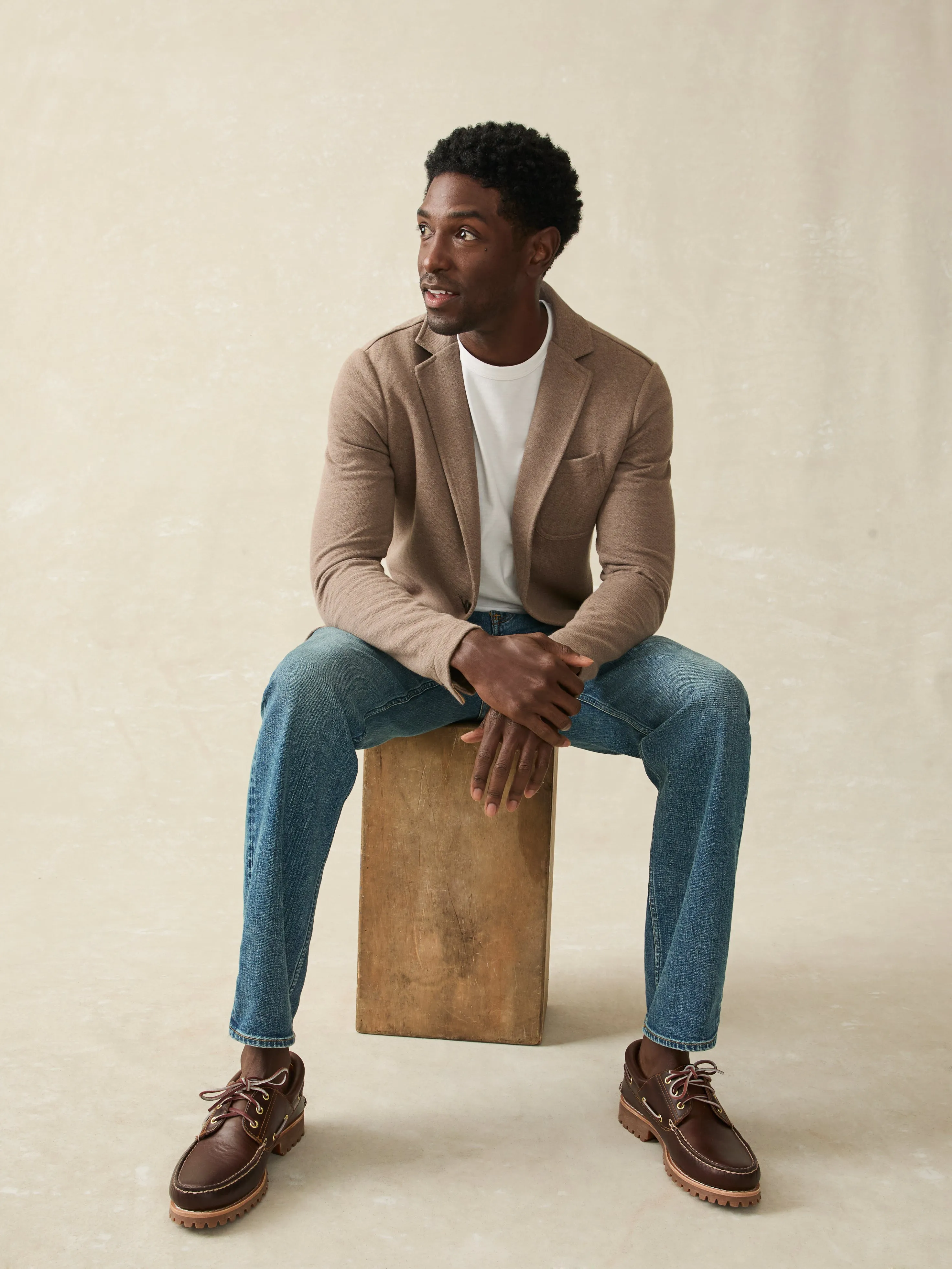 Inlet Knit Blazer (Tall) - Walnut Melange sold by Faherty product image thumbnail 4