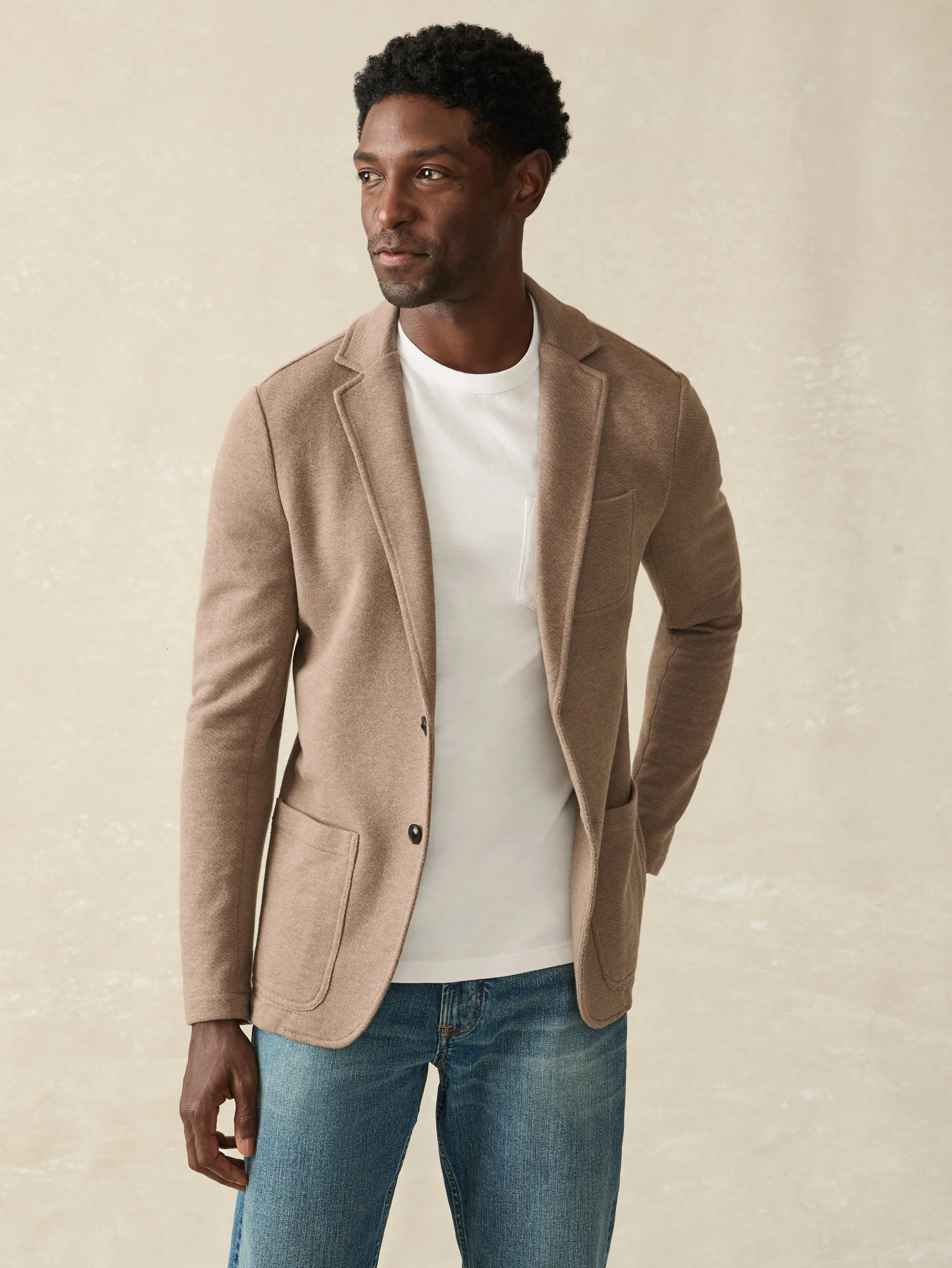 Inlet Knit Blazer (Tall) - Walnut Melange sold by Faherty