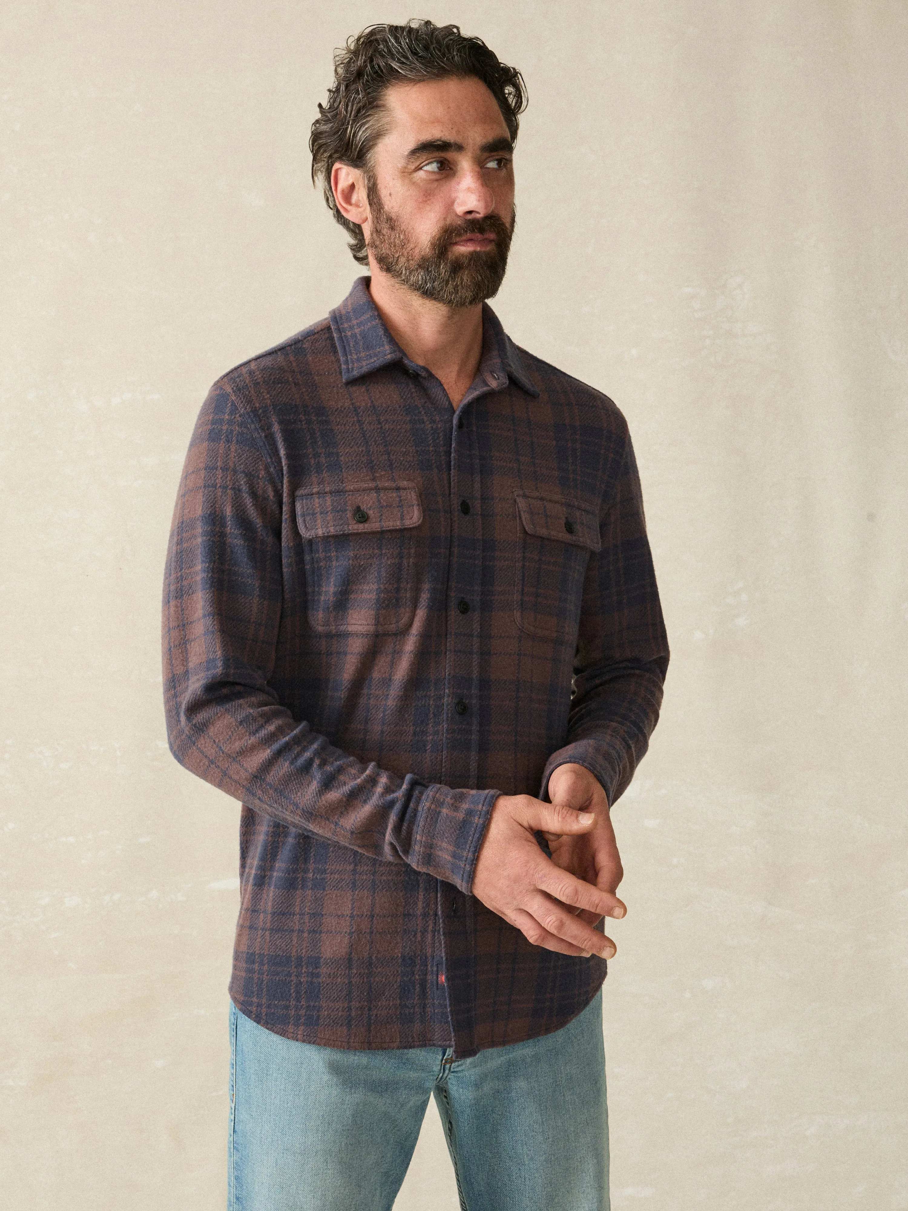 Legend™ Sweater Shirt (Tall) - Blue Mountain Plaid sold by Faherty