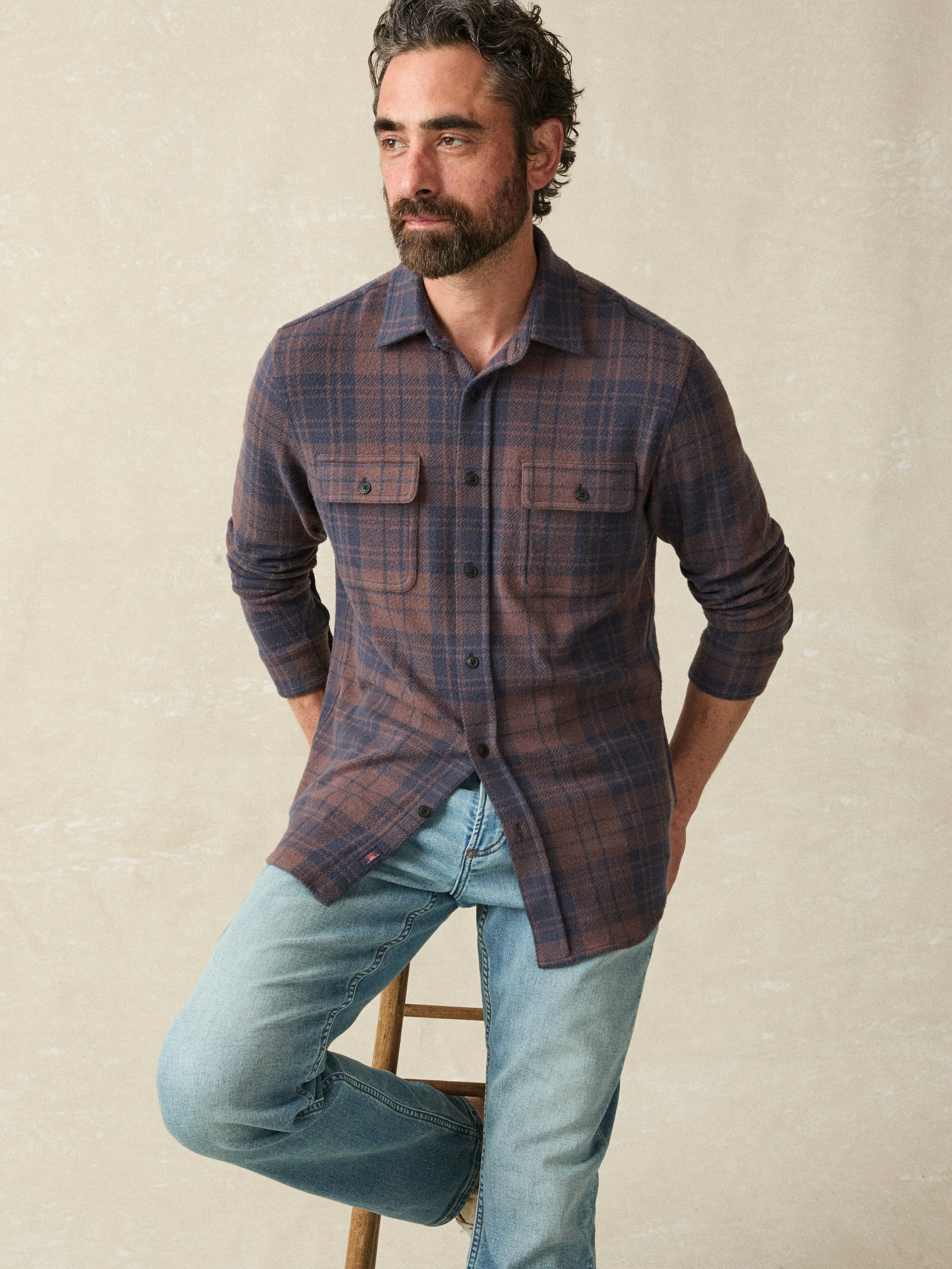 Legend™ Sweater Shirt (Tall) - Blue Mountain Plaid sold by Faherty product image thumbnail 4