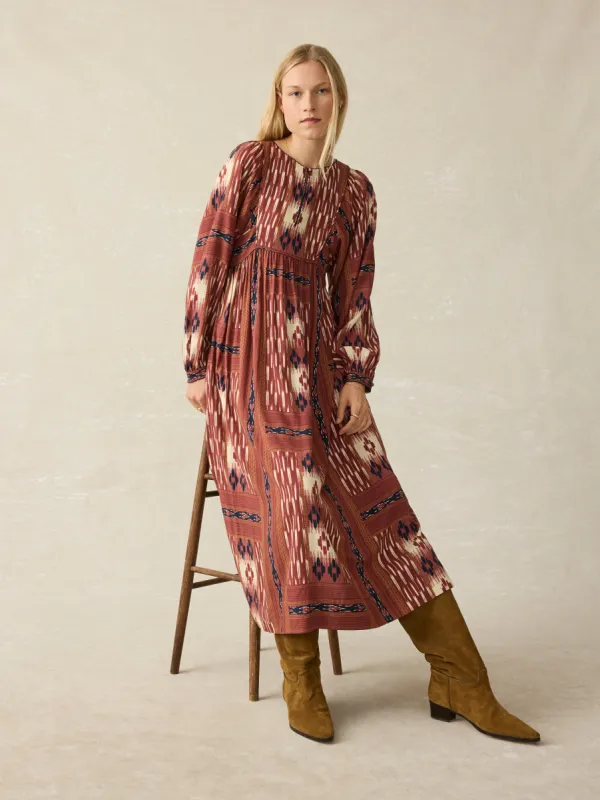 Stevie Dress - Issa Patchwork Ikat sold by Faherty