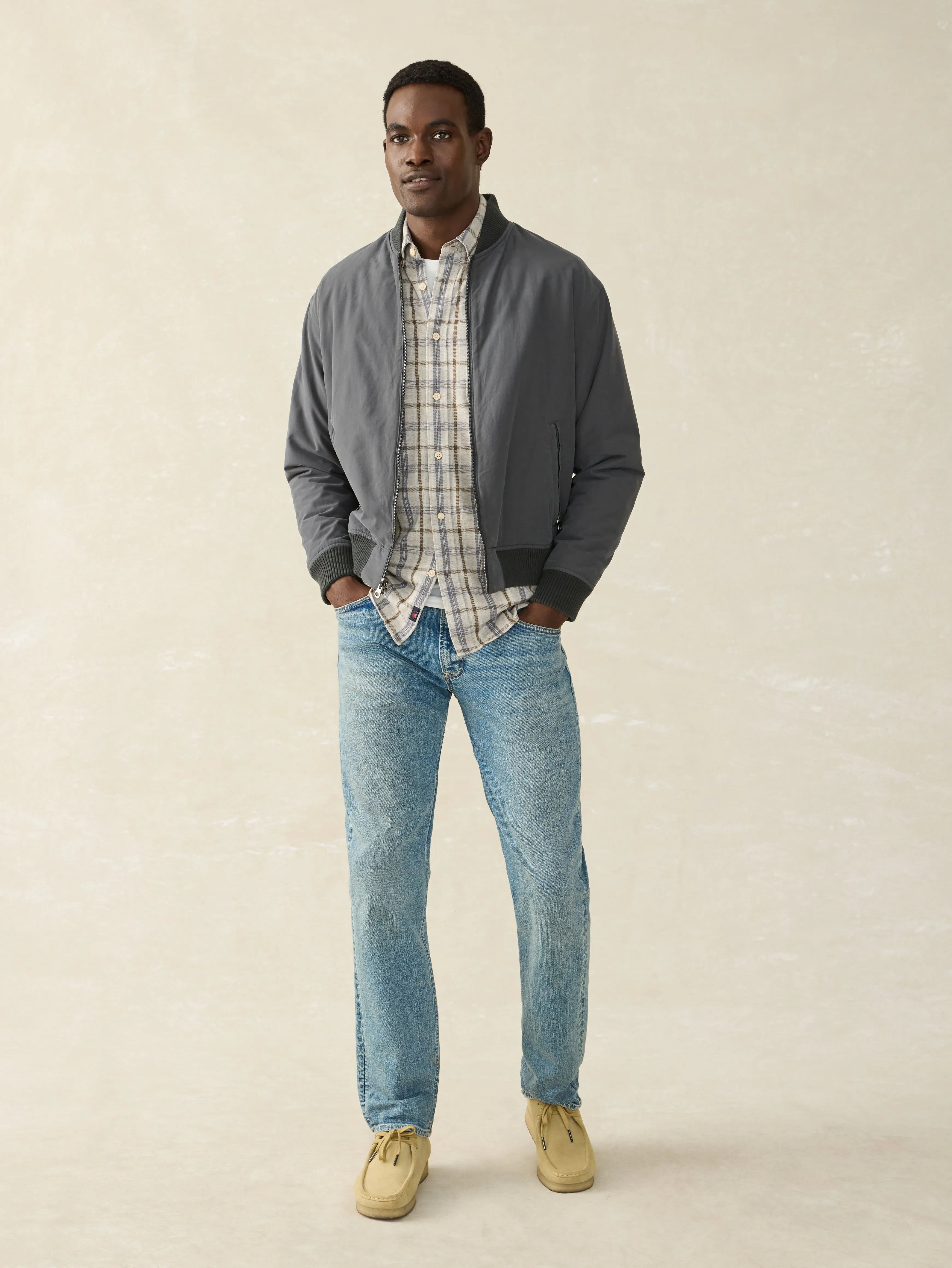 Reversible Surplus Bomber - Washed Charcoal Deep Sage sold by Faherty product image thumbnail 4