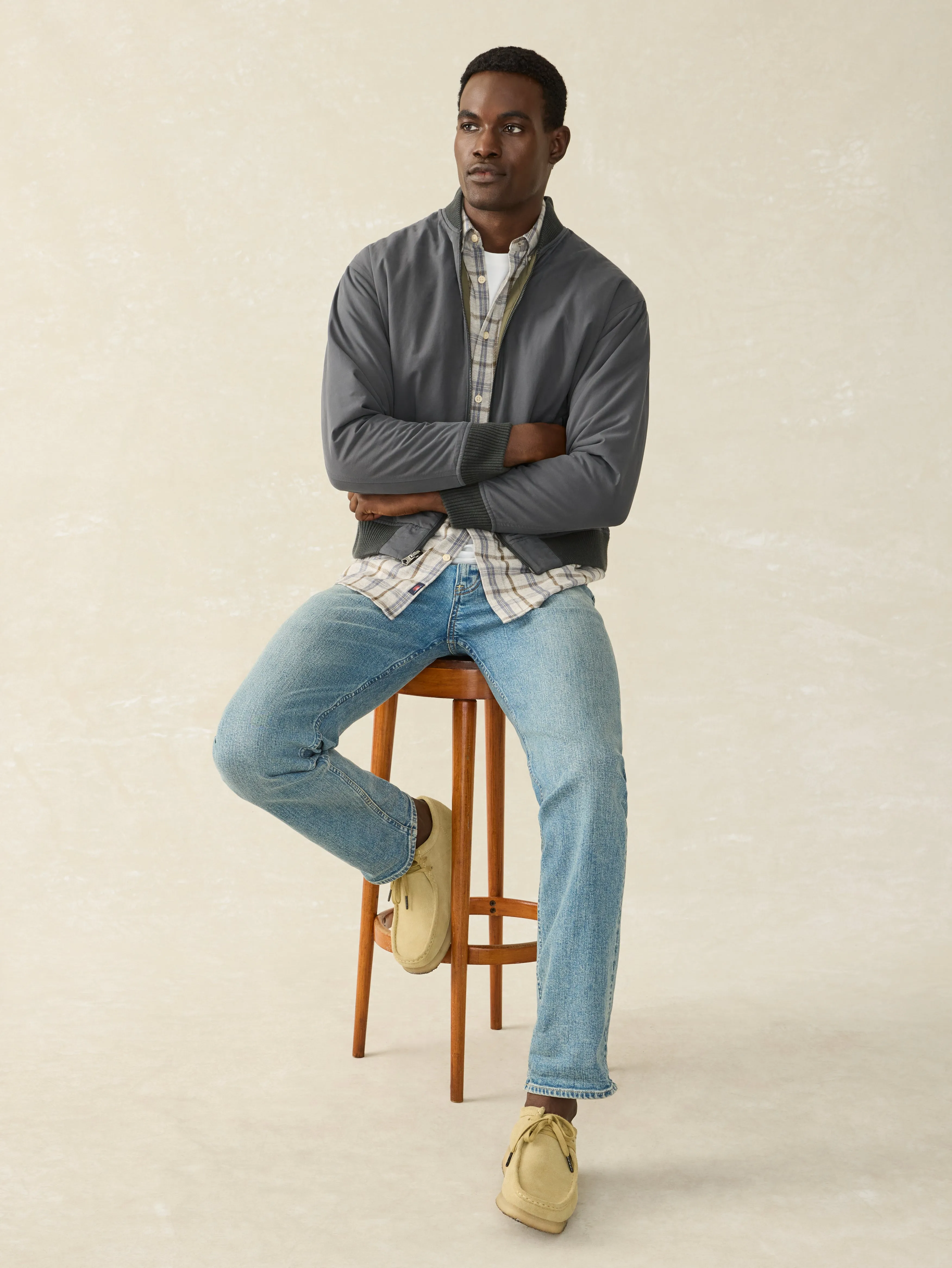 Reversible Surplus Bomber - Washed Charcoal Deep Sage sold by Faherty product image thumbnail 3