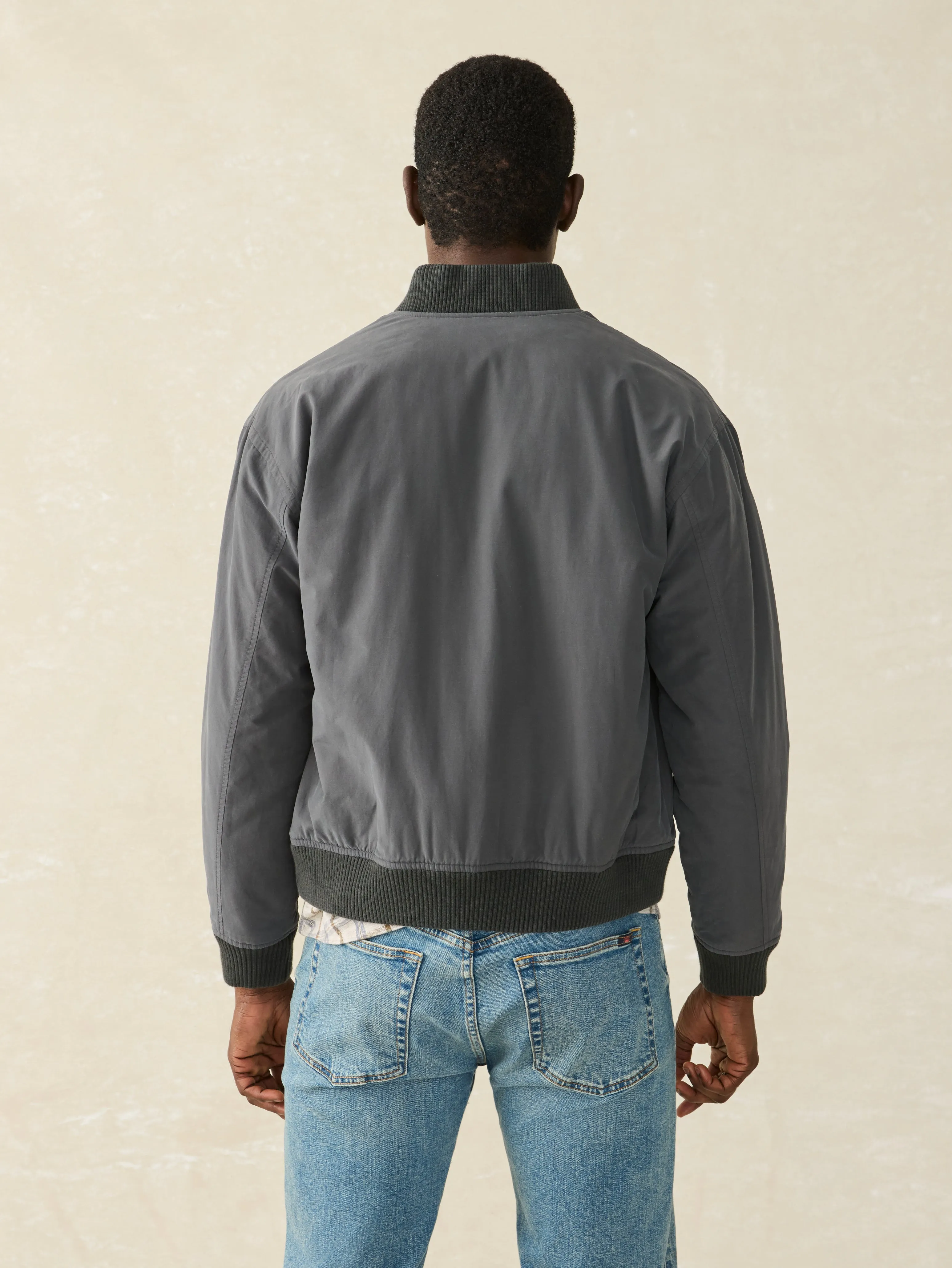 Reversible Surplus Bomber - Washed Charcoal Deep Sage sold by Faherty product image thumbnail 5
