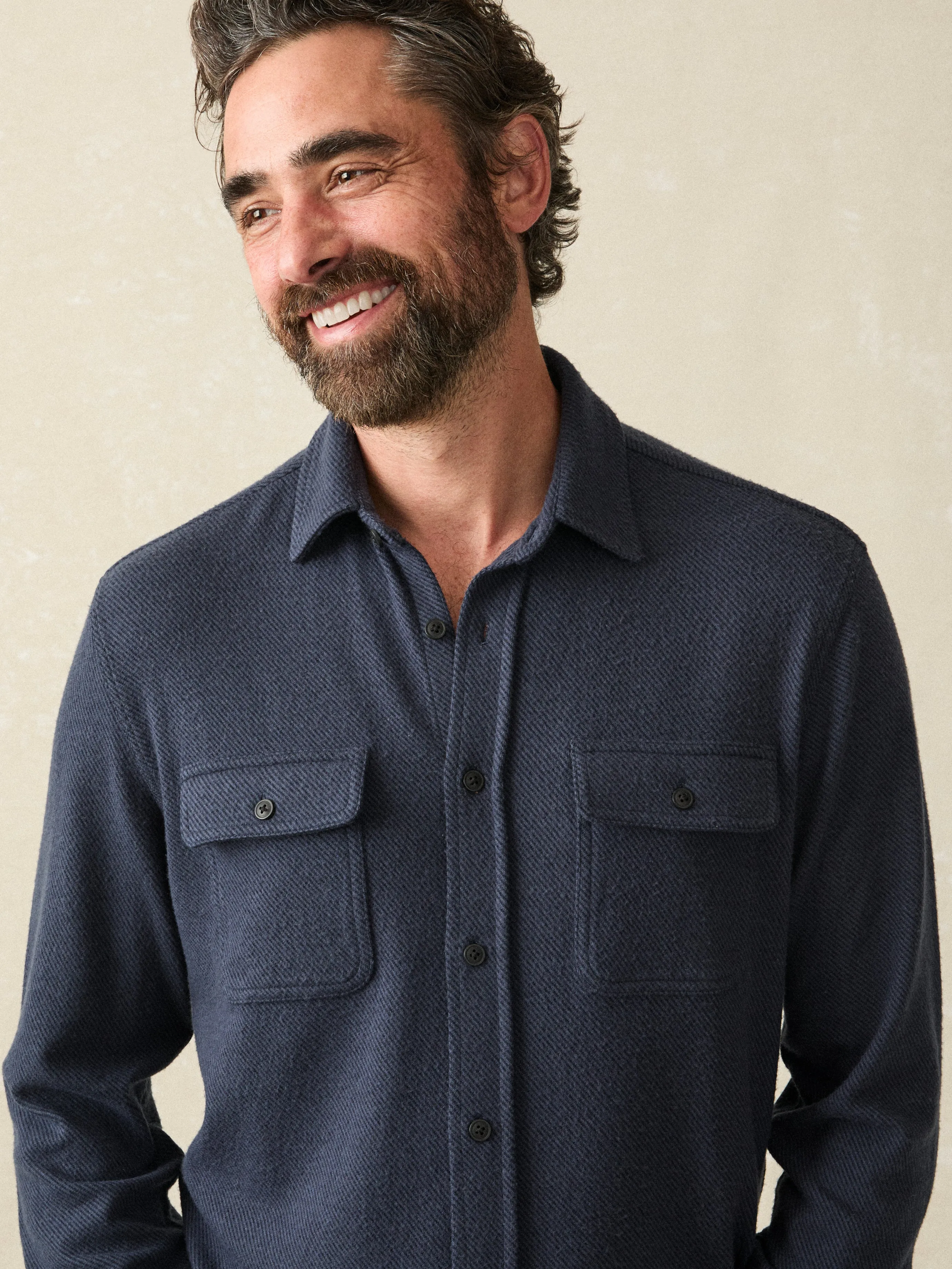Legend™ Sweater Shirt - Brighton Navy Twill sold by Faherty product image thumbnail 2