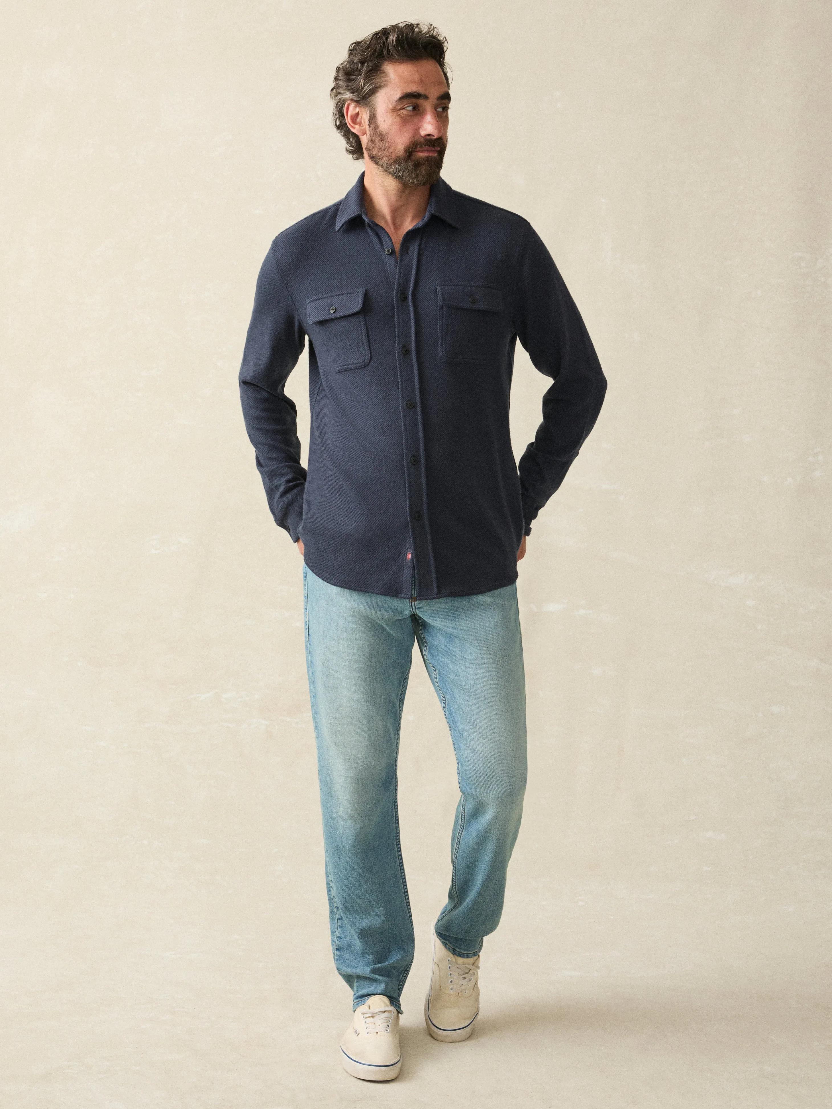 Legend™ Sweater Shirt - Brighton Navy Twill sold by Faherty product image thumbnail 4