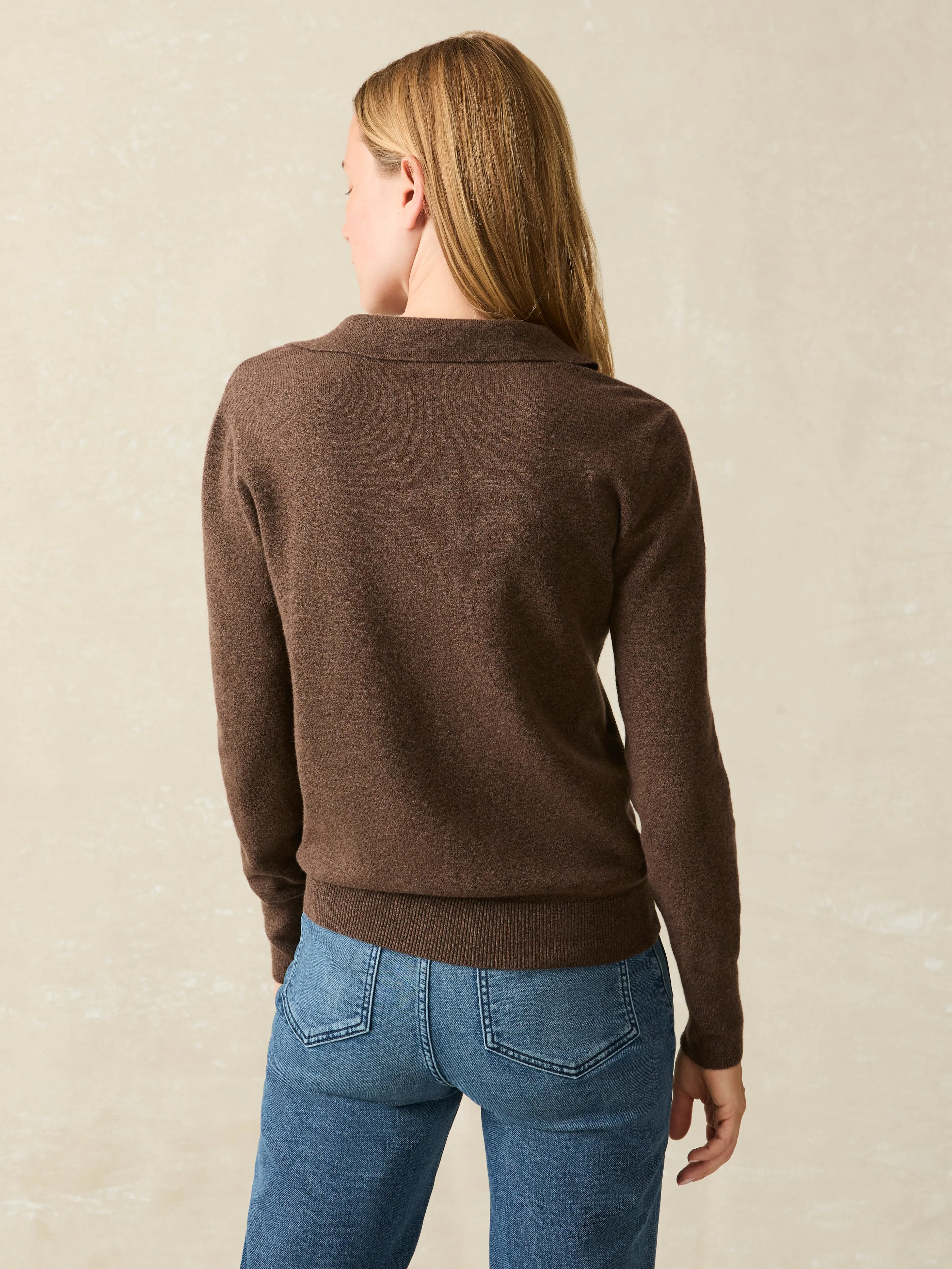 Jackson Sweater Polo - Mocha Heather sold by Faherty product image thumbnail 5