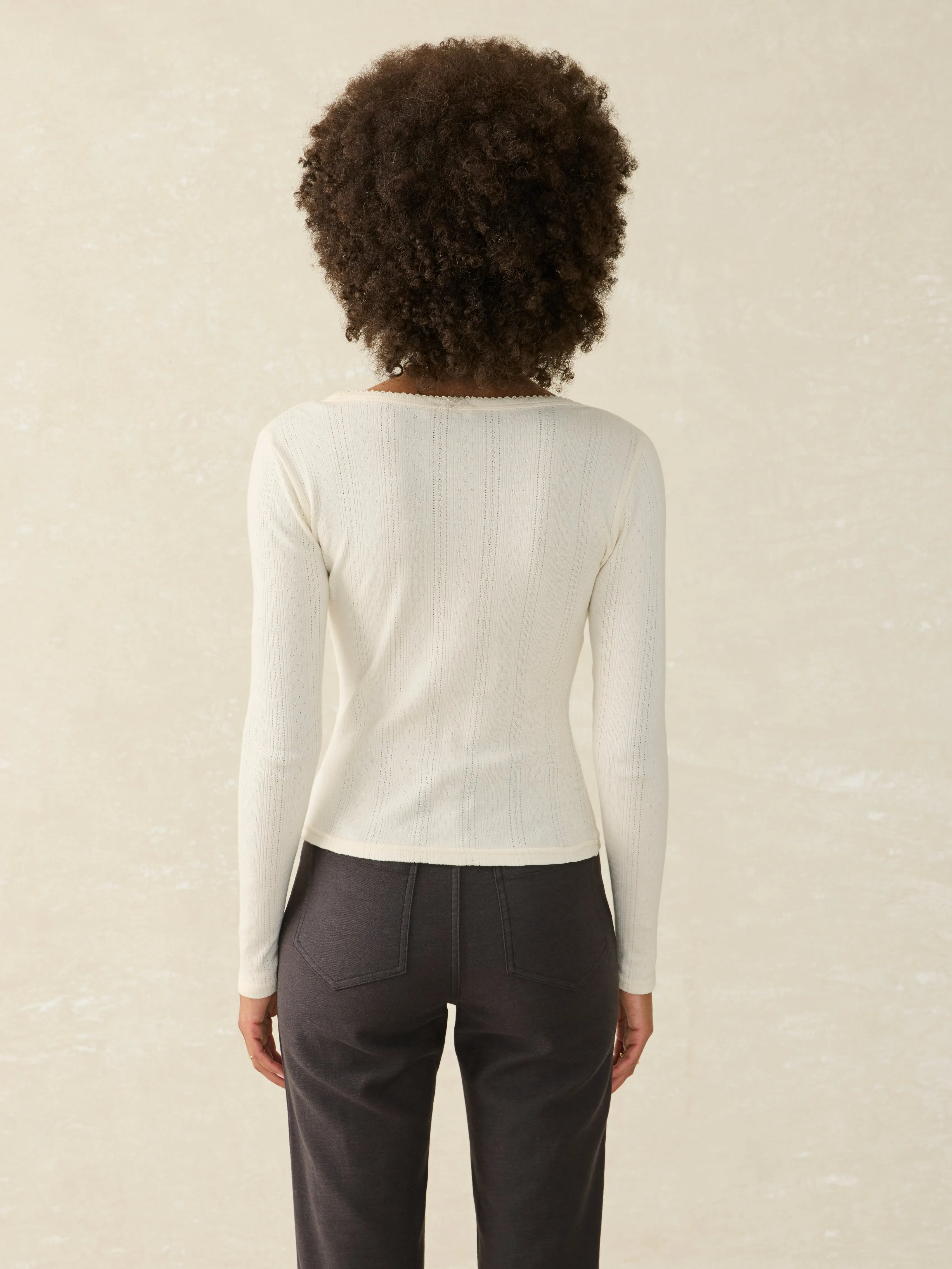 Pacific Pointelle Scoop Neck - Egret sold by Faherty product image thumbnail 5