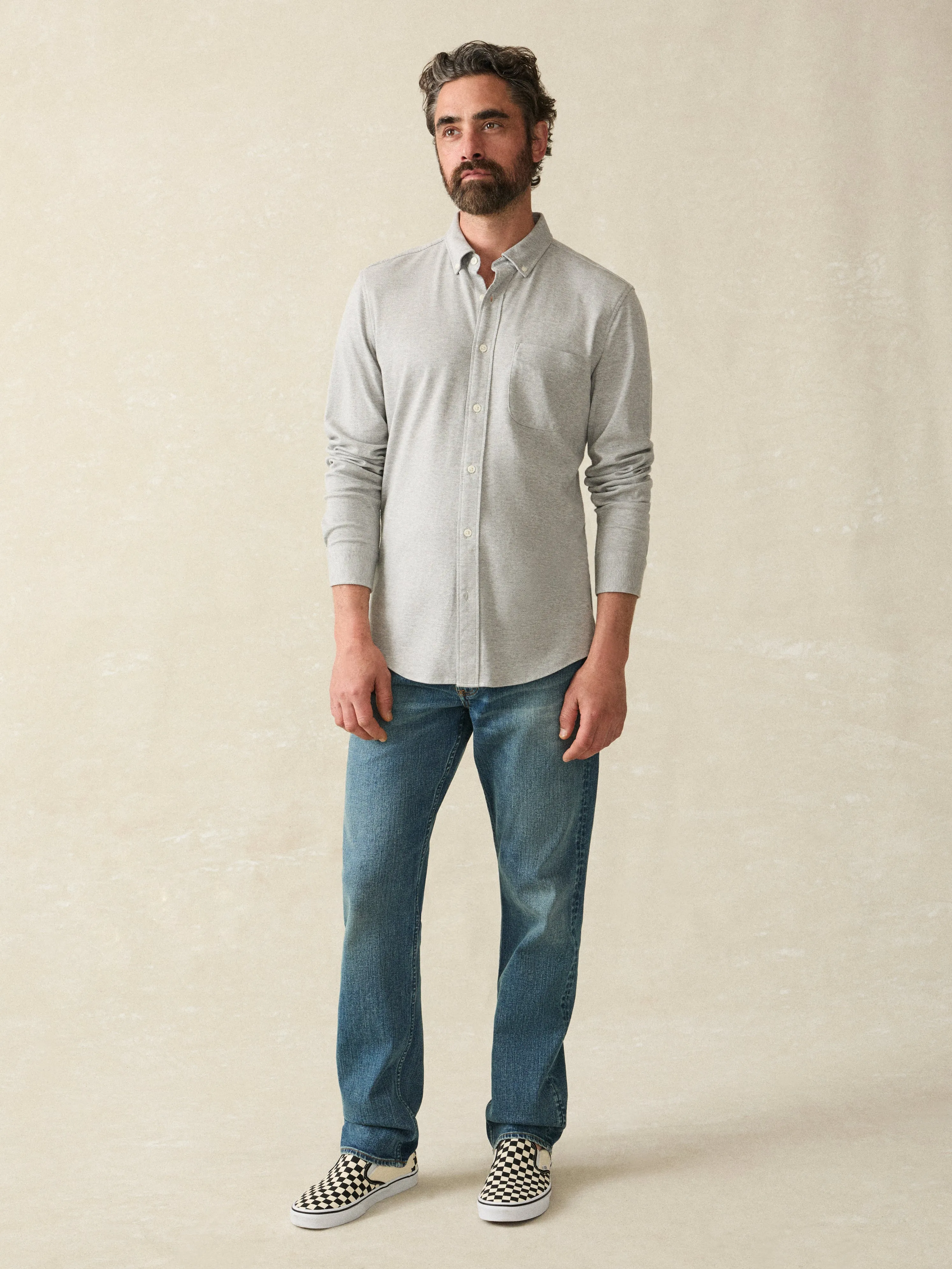 Coastline Knit Shirt - Grey Heather Twill sold by Faherty product image thumbnail 4
