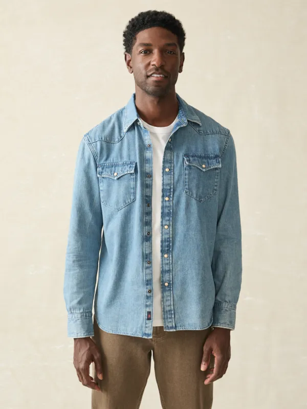 The Western Shirt - Faded Indigo sold by Faherty