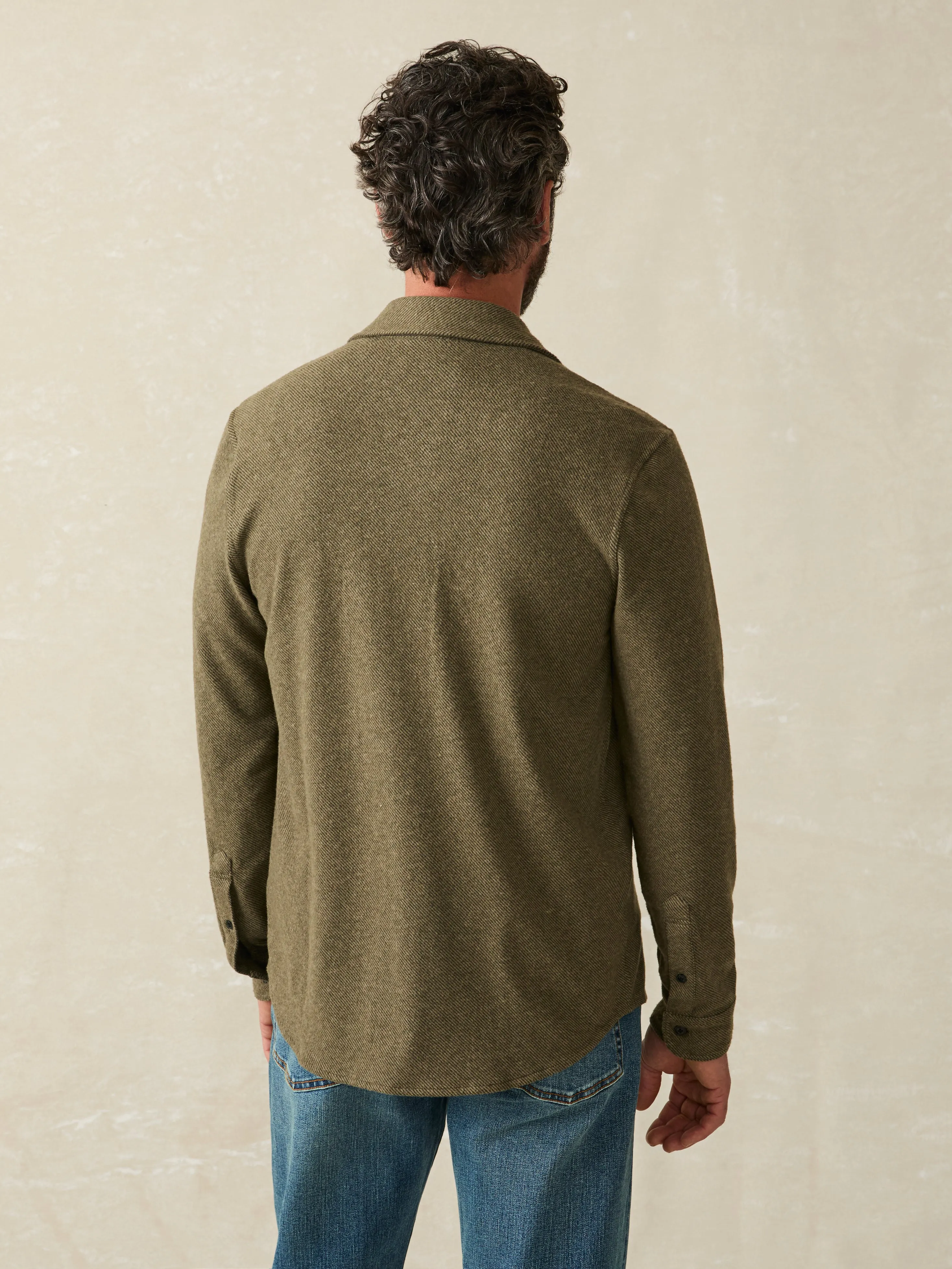 Legend™ Sweater Shirt - Olive Melange Twill sold by Faherty product image thumbnail 5