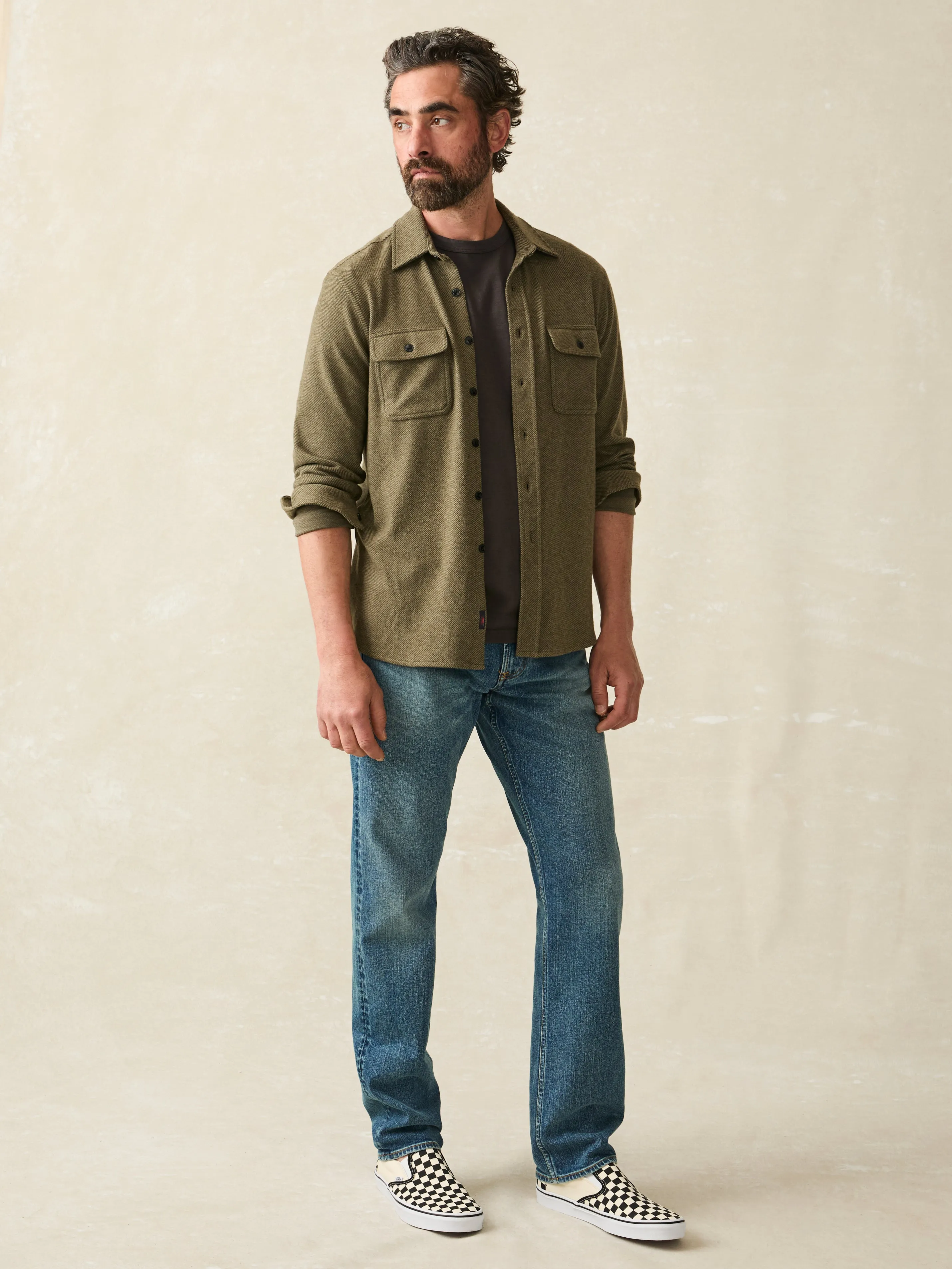 Legend™ Sweater Shirt - Olive Melange Twill sold by Faherty product image thumbnail 4