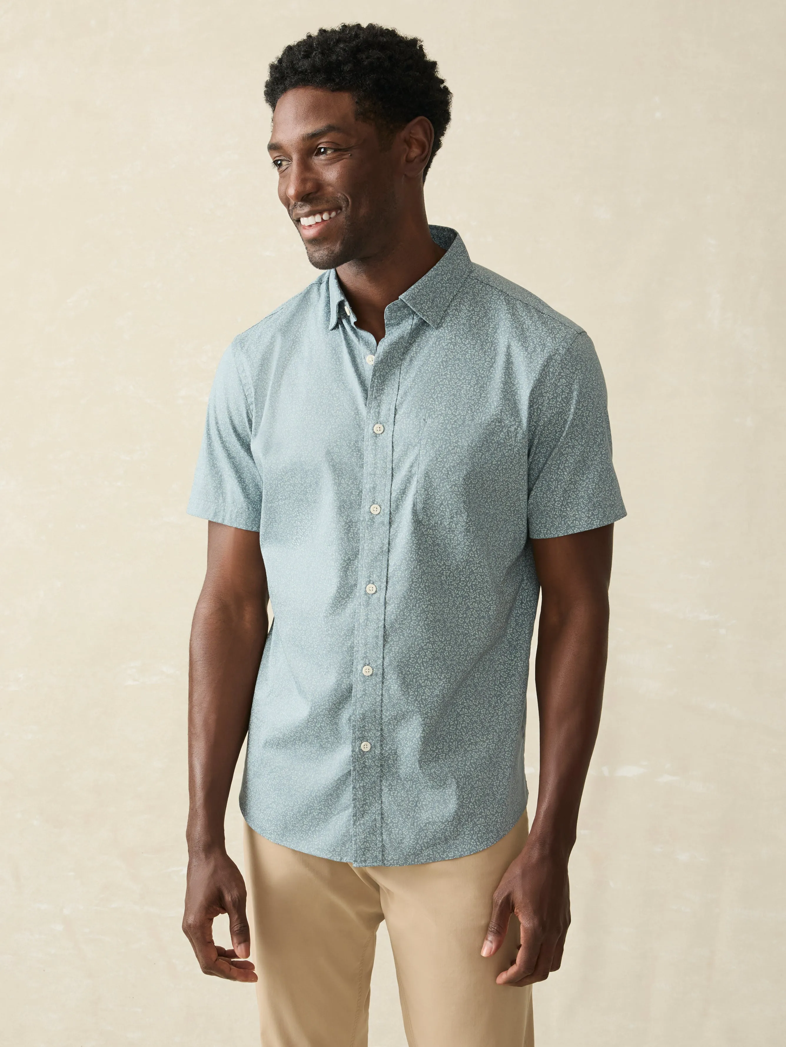 Movement™ Short-Sleeve Shirt - Sea Storm Ditsy sold by Faherty product image thumbnail 2