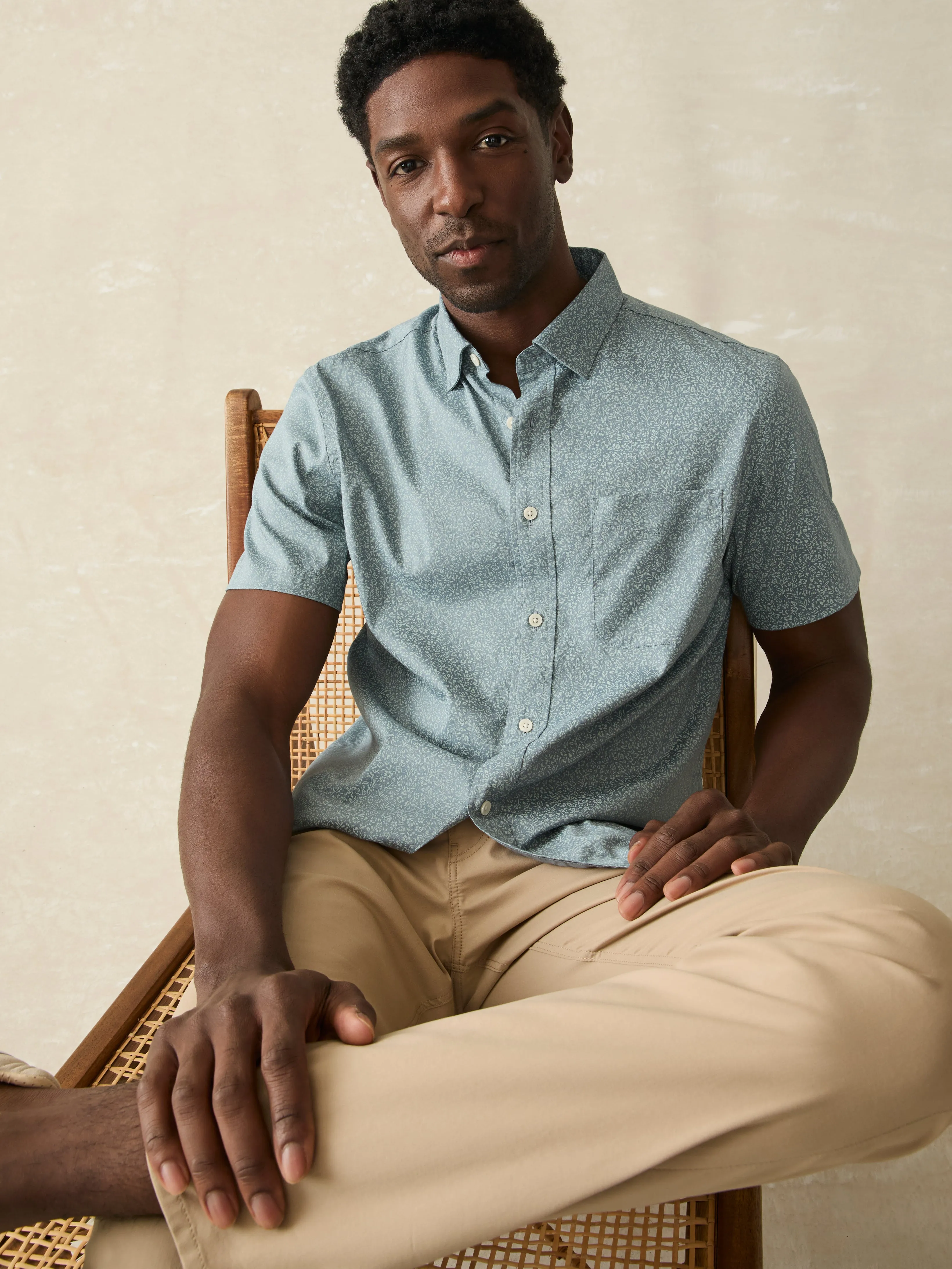 Movement™ Short-Sleeve Shirt - Sea Storm Ditsy sold by Faherty product image thumbnail 5