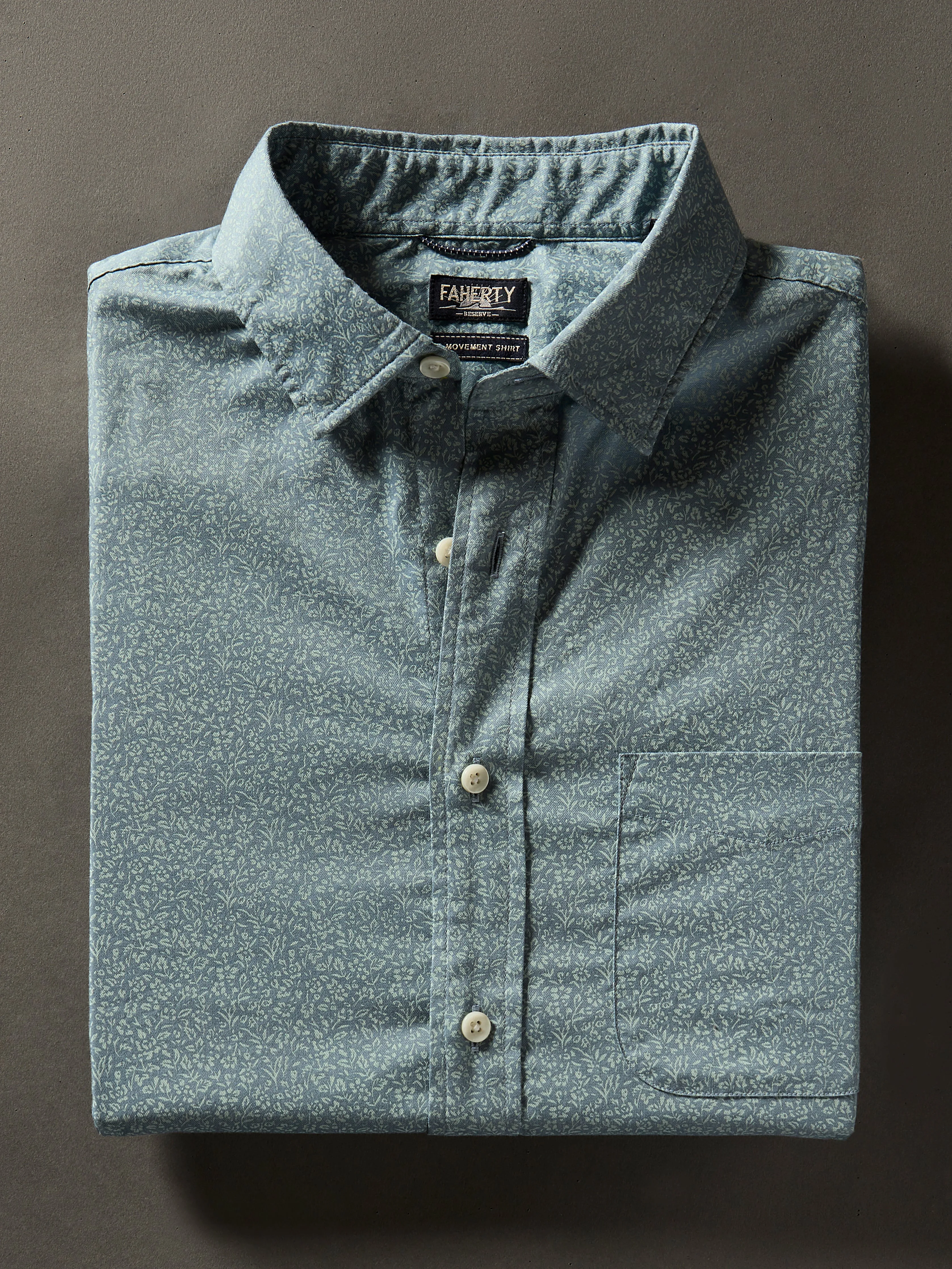 Movement™ Short-Sleeve Shirt - Sea Storm Ditsy sold by Faherty