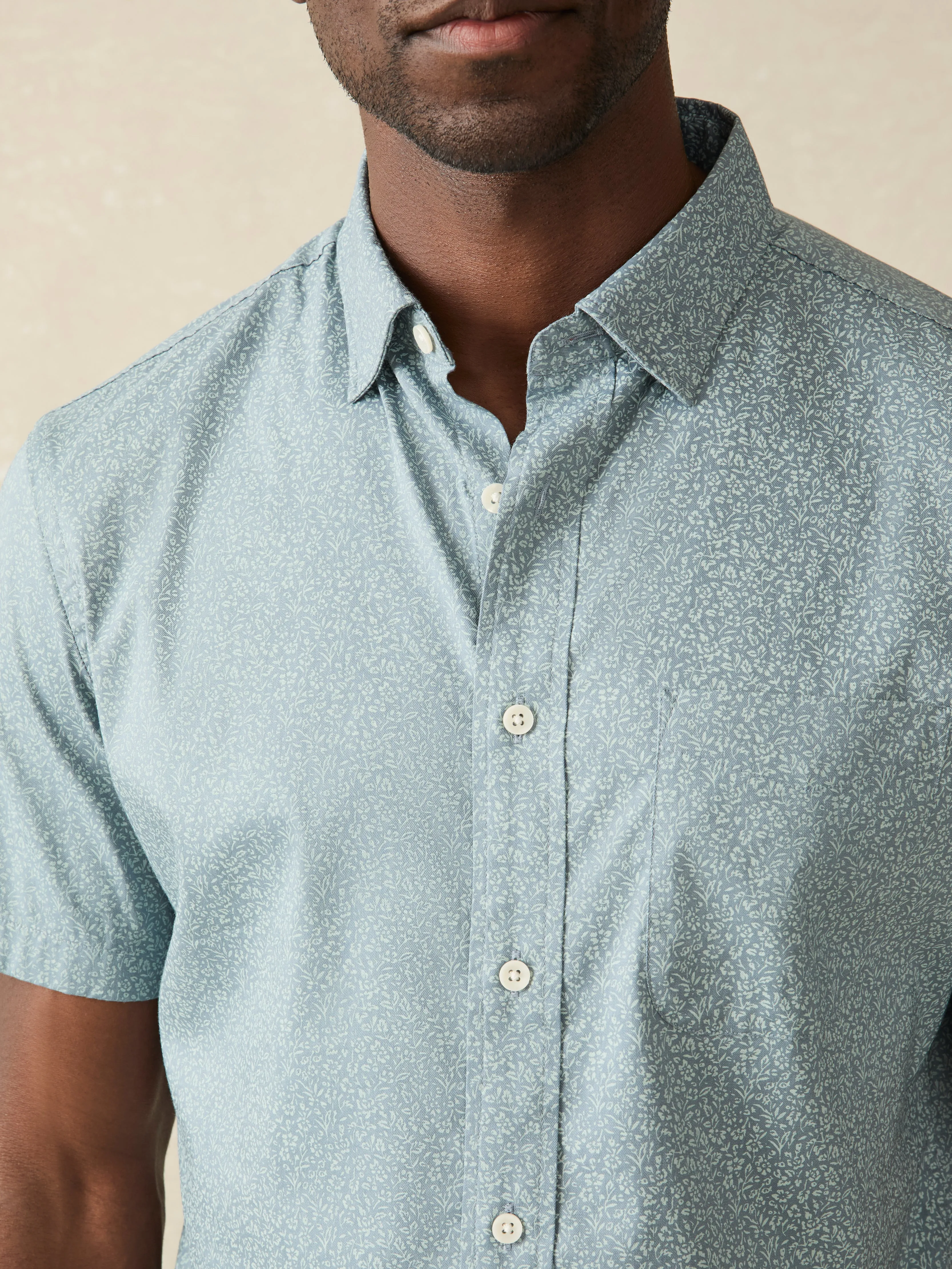Movement™ Short-Sleeve Shirt - Sea Storm Ditsy sold by Faherty product image thumbnail 3