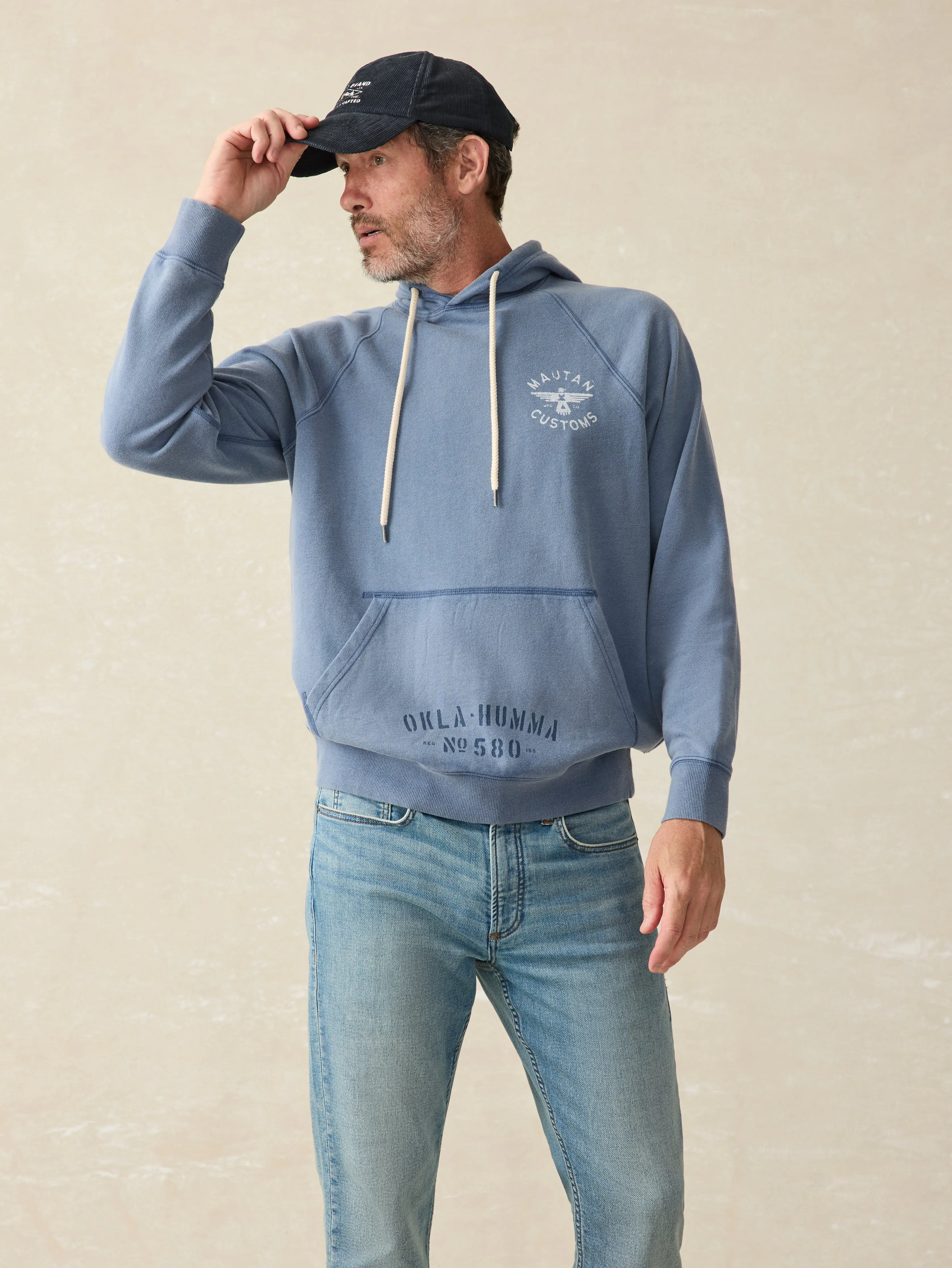 Steven Paul Judd Fleece Hoodie - Mautan Blue sold by Faherty product image thumbnail 3