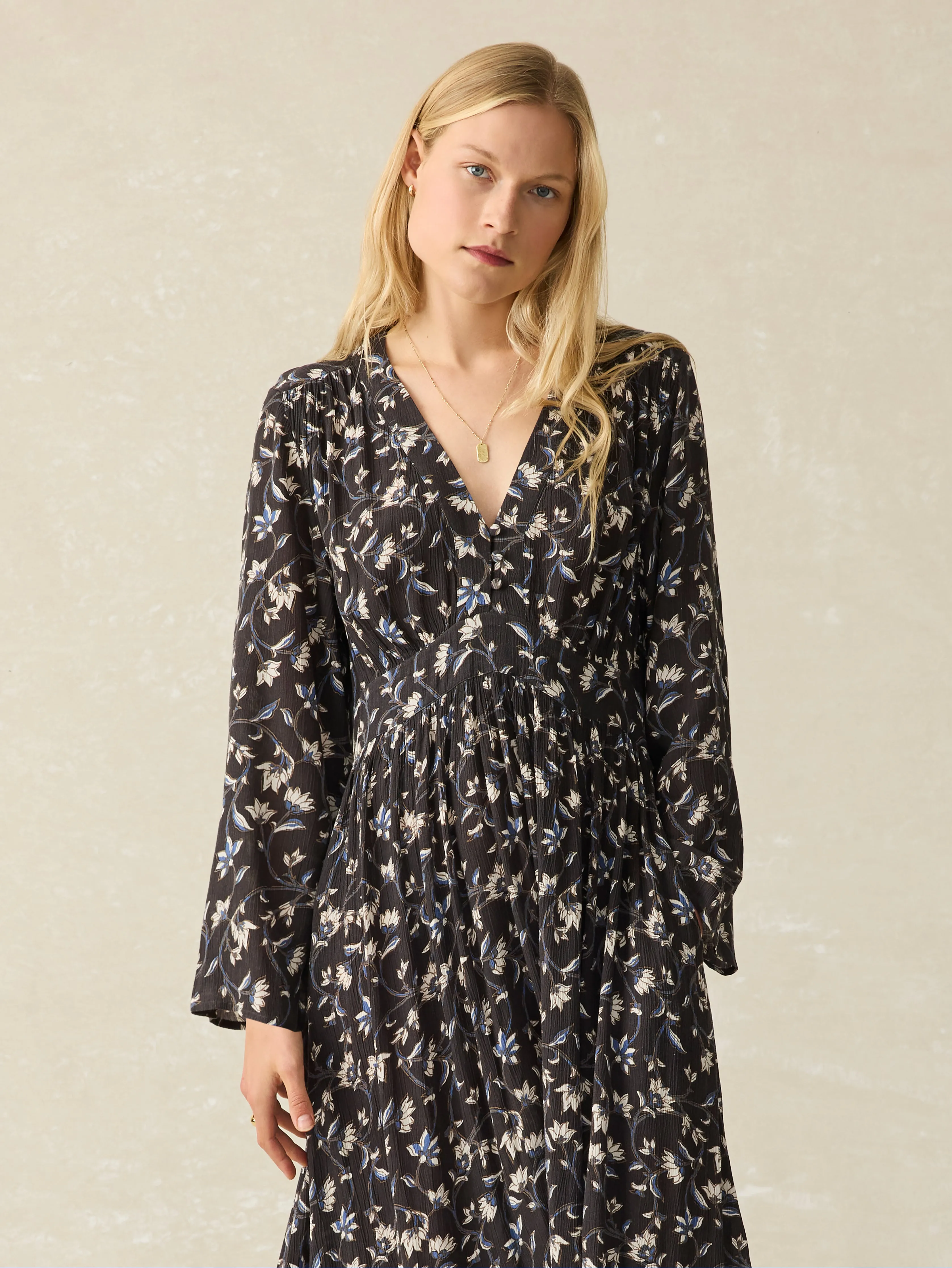 Dakota Dress - Blue Jasmine Floral sold by Faherty product image thumbnail 4