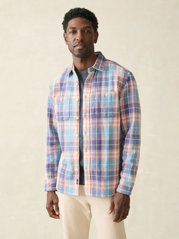 Surf Flannel - Bristol Blue Plaid sold by Faherty