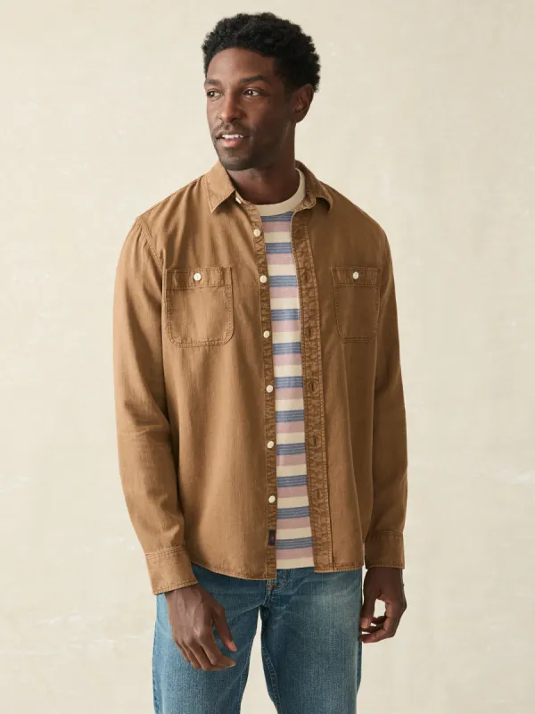 Tried & True Chambray Workshirt - Sahara Khaki sold by Faherty