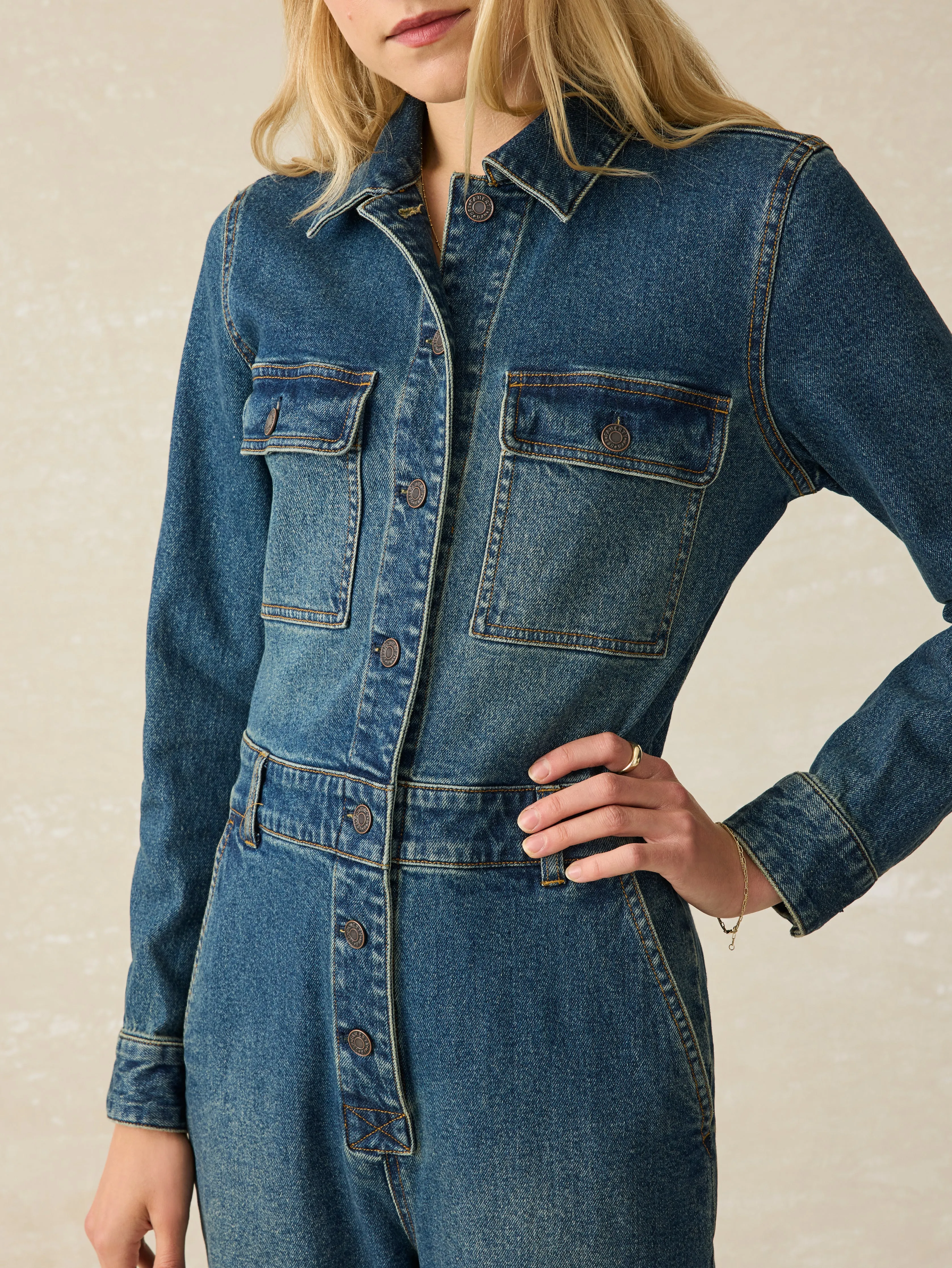 Denim Michelle Jumpsuit - Night Lagoon Wash sold by Faherty product image thumbnail 4