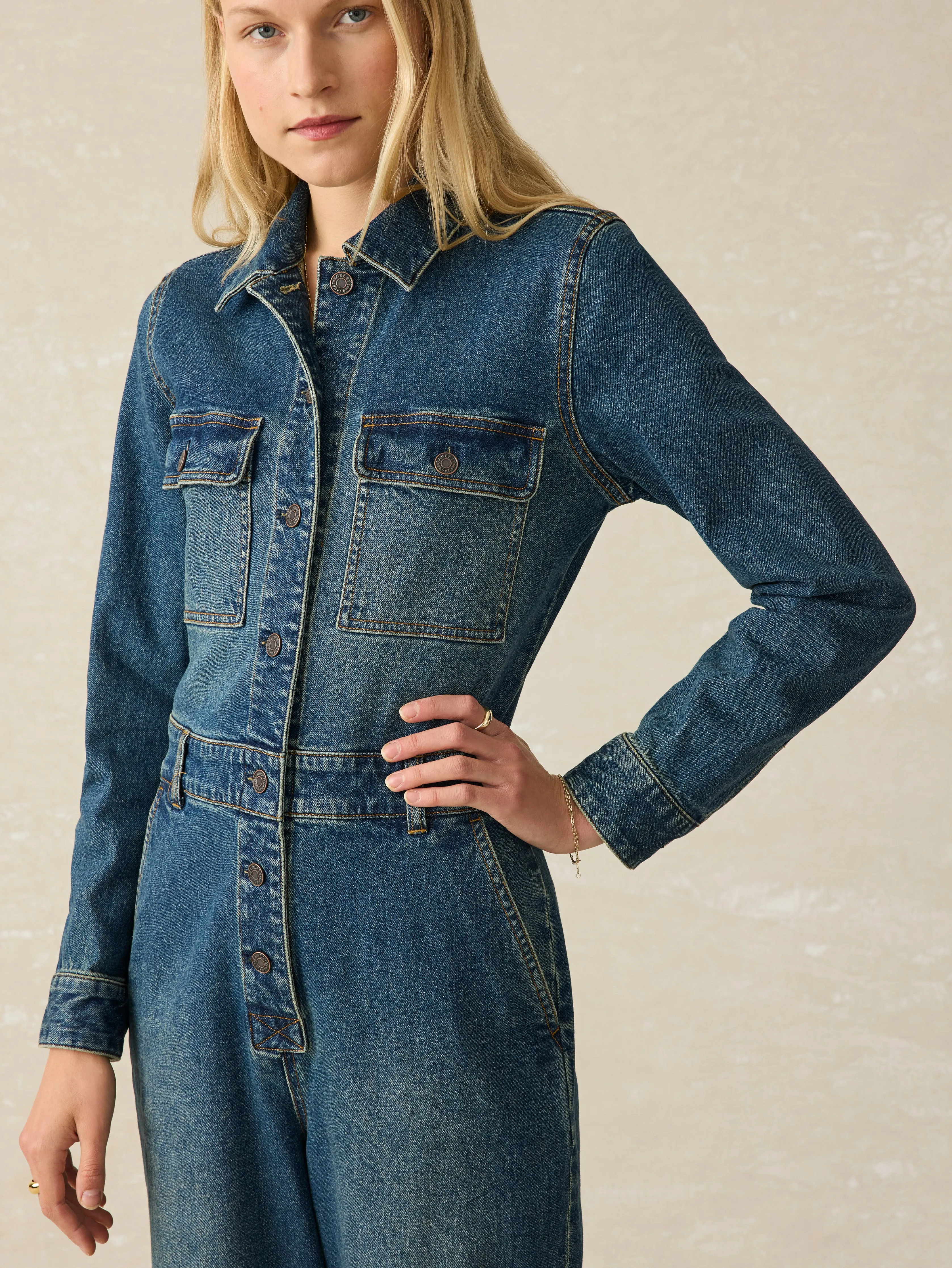 Denim Michelle Jumpsuit - Night Lagoon Wash sold by Faherty product image thumbnail 2