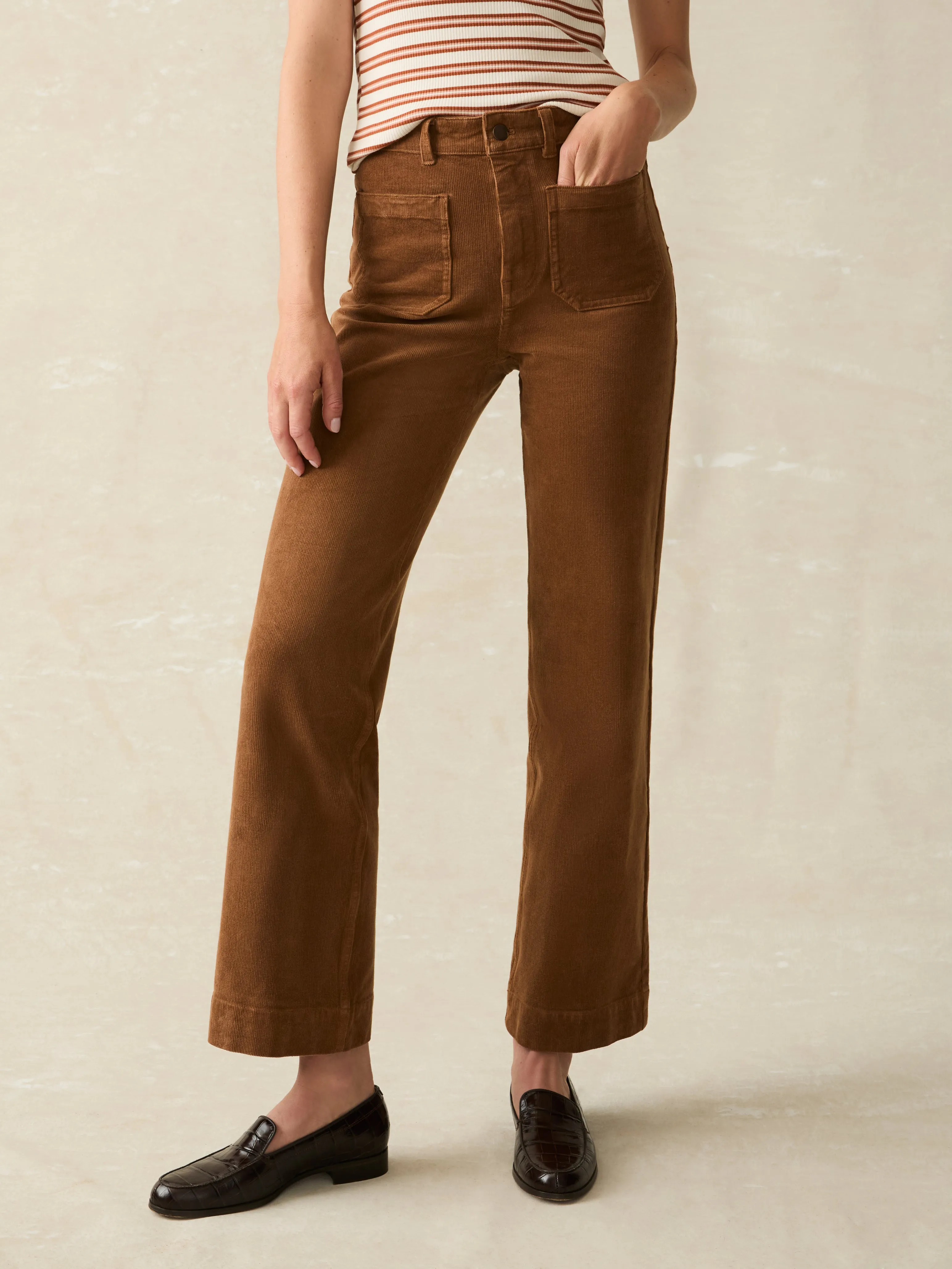 Softstretch Cord Patch Pocket Pant - Cord Brown sold by Faherty