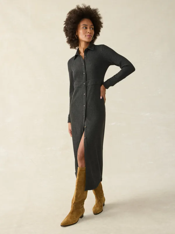 Legend™ Sweater Maxi Dress - Heathered Black Twill sold by Faherty