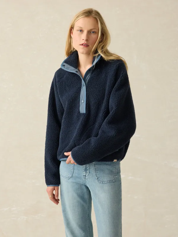 Fireside Fleece Popover - Dark Sapphire sold by Faherty
