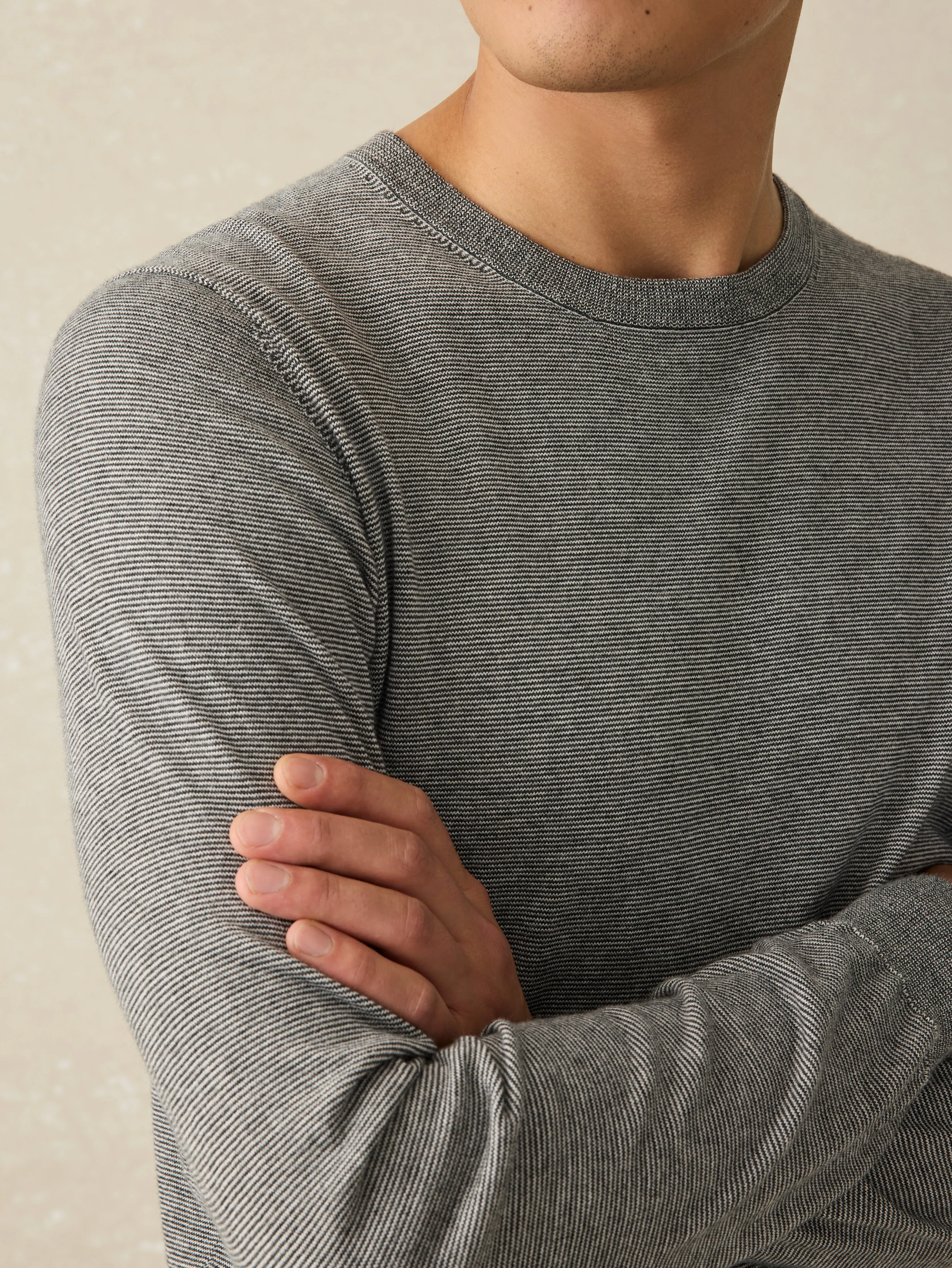 Movement™ Crewneck Sweater - Ivory Ash Feeder sold by Faherty product image thumbnail 3