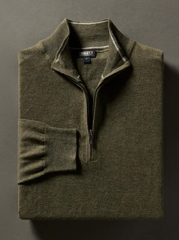 Movement™ Quarter Zip Sweater - Olive Ridge Heather sold by Faherty