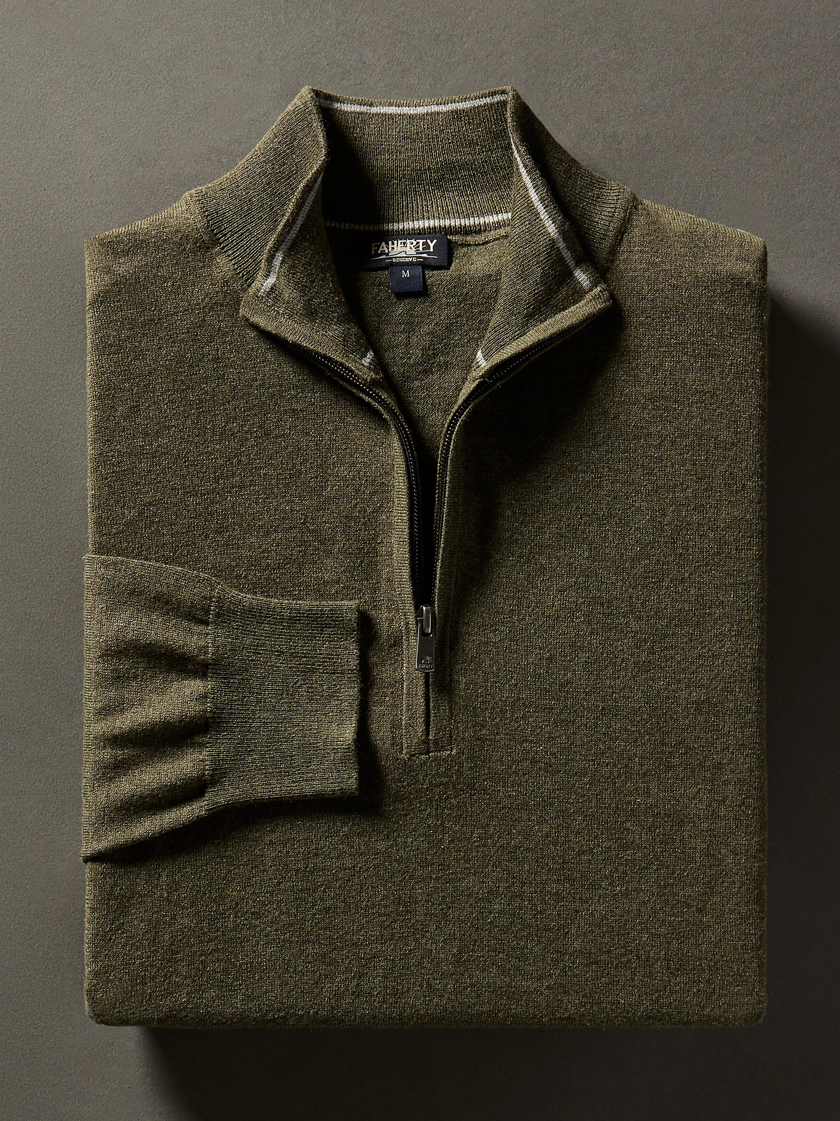 Movement™ Quarter Zip Sweater - Olive Ridge Heather sold by Faherty