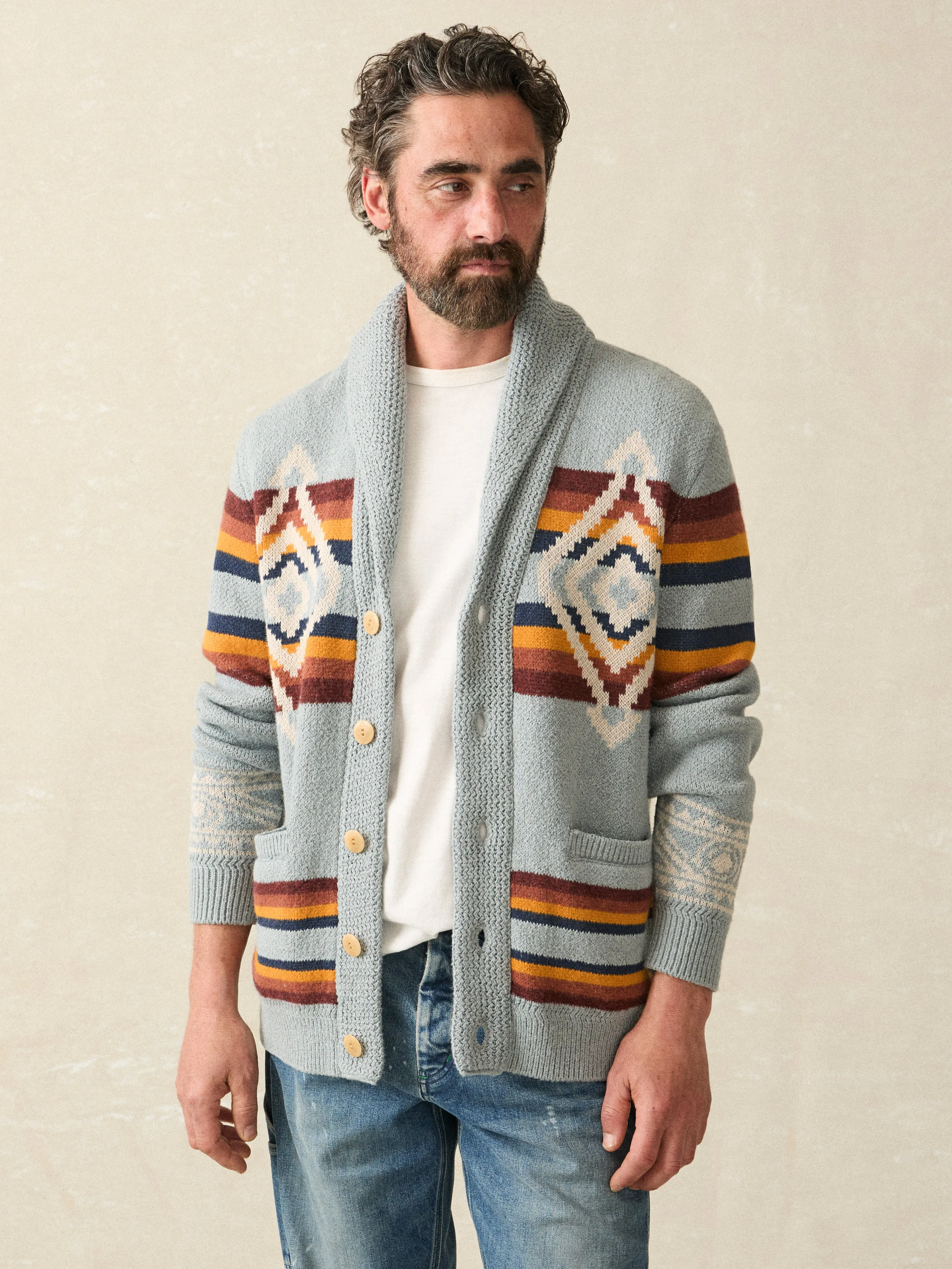 Steven Paul Judd Cardigan Sweater - Mountain River Ombre sold by Faherty