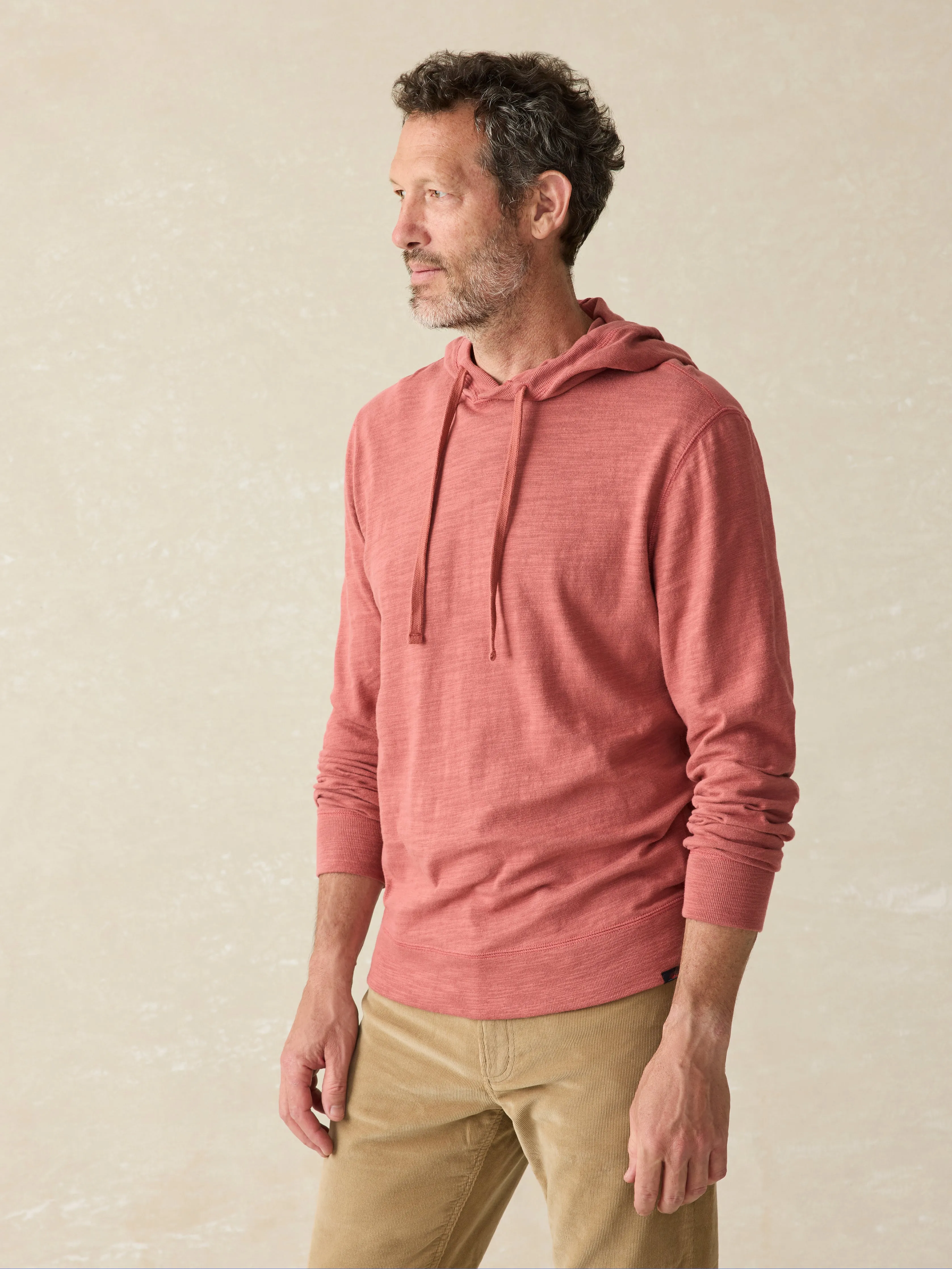 Sunwashed Slub Hoodie - Fall Red sold by Faherty