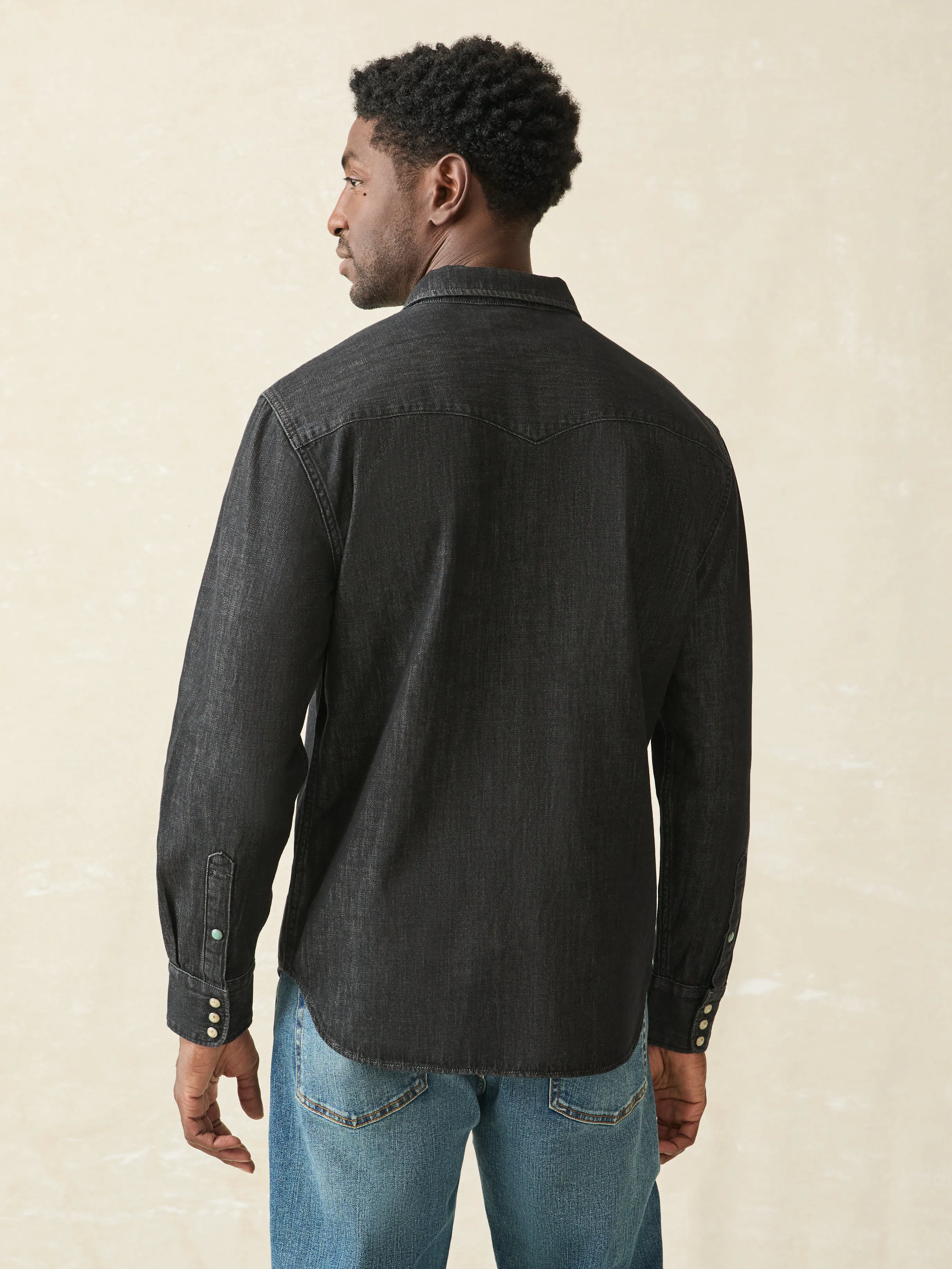 The Western Shirt - Black Sand Wash sold by Faherty product image thumbnail 5