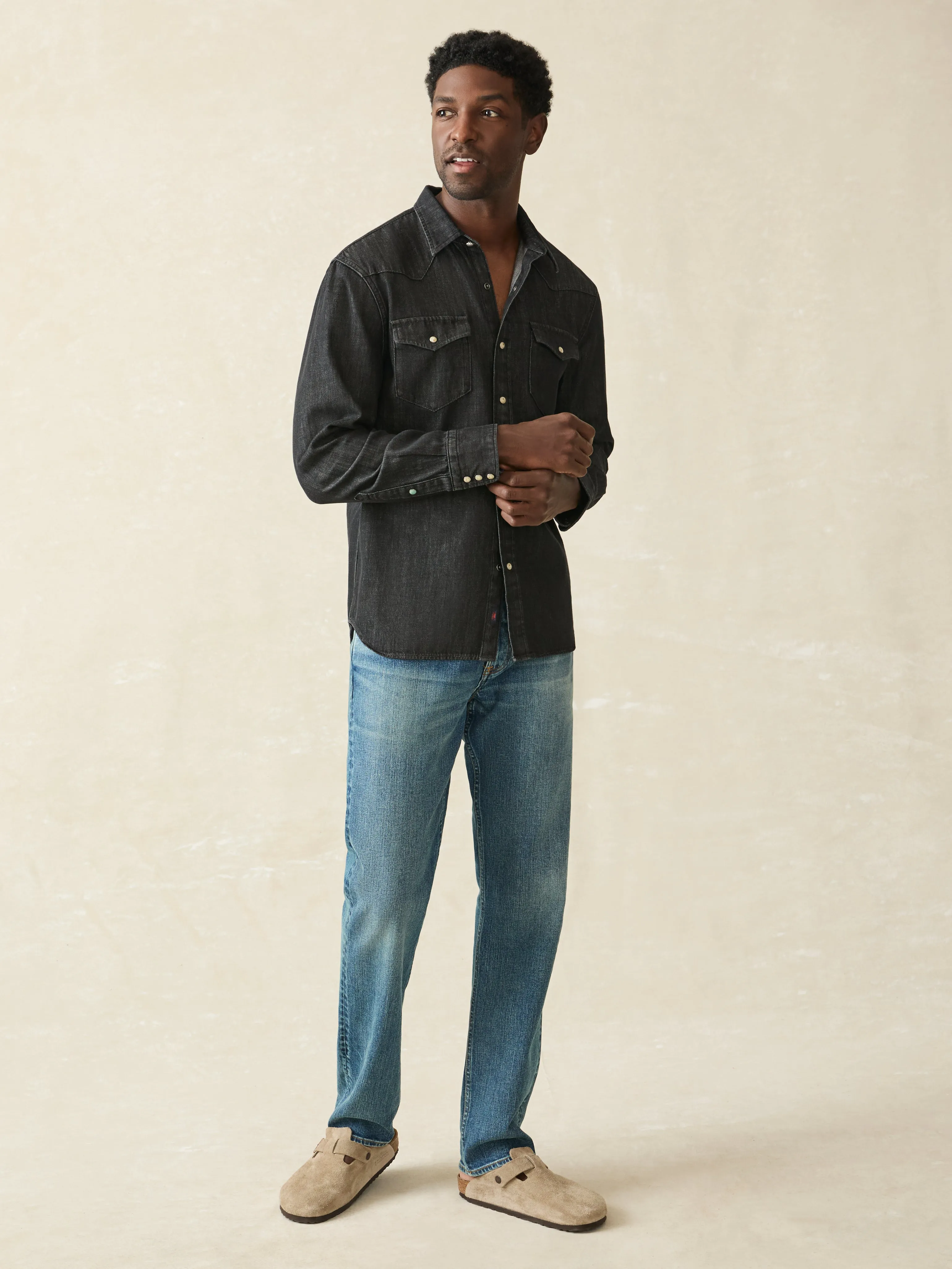 The Western Shirt - Black Sand Wash sold by Faherty product image thumbnail 4