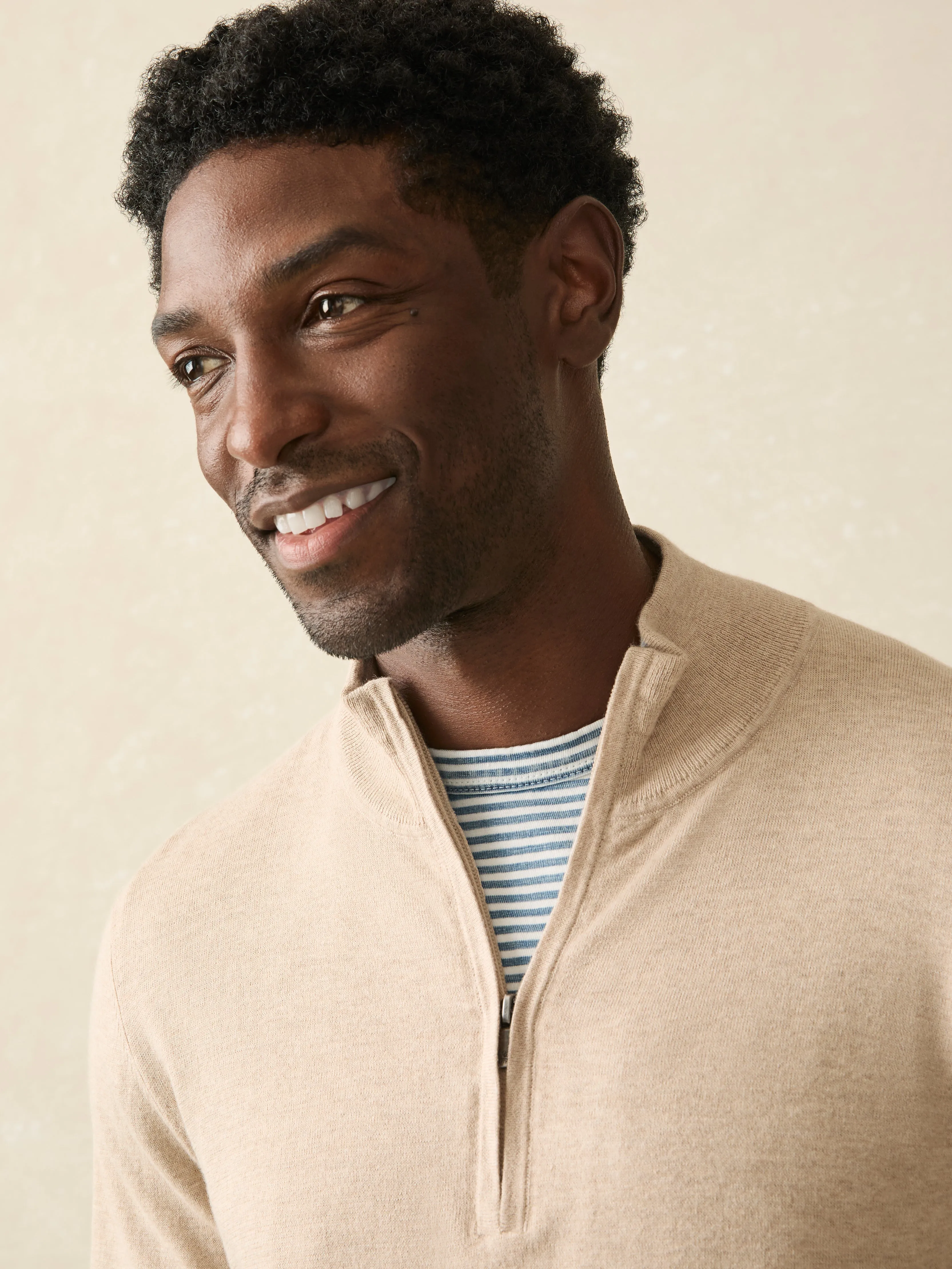 Movement™ Quarter Zip Sweater (Tall) - Soft Dune Heather sold by Faherty product image thumbnail 5