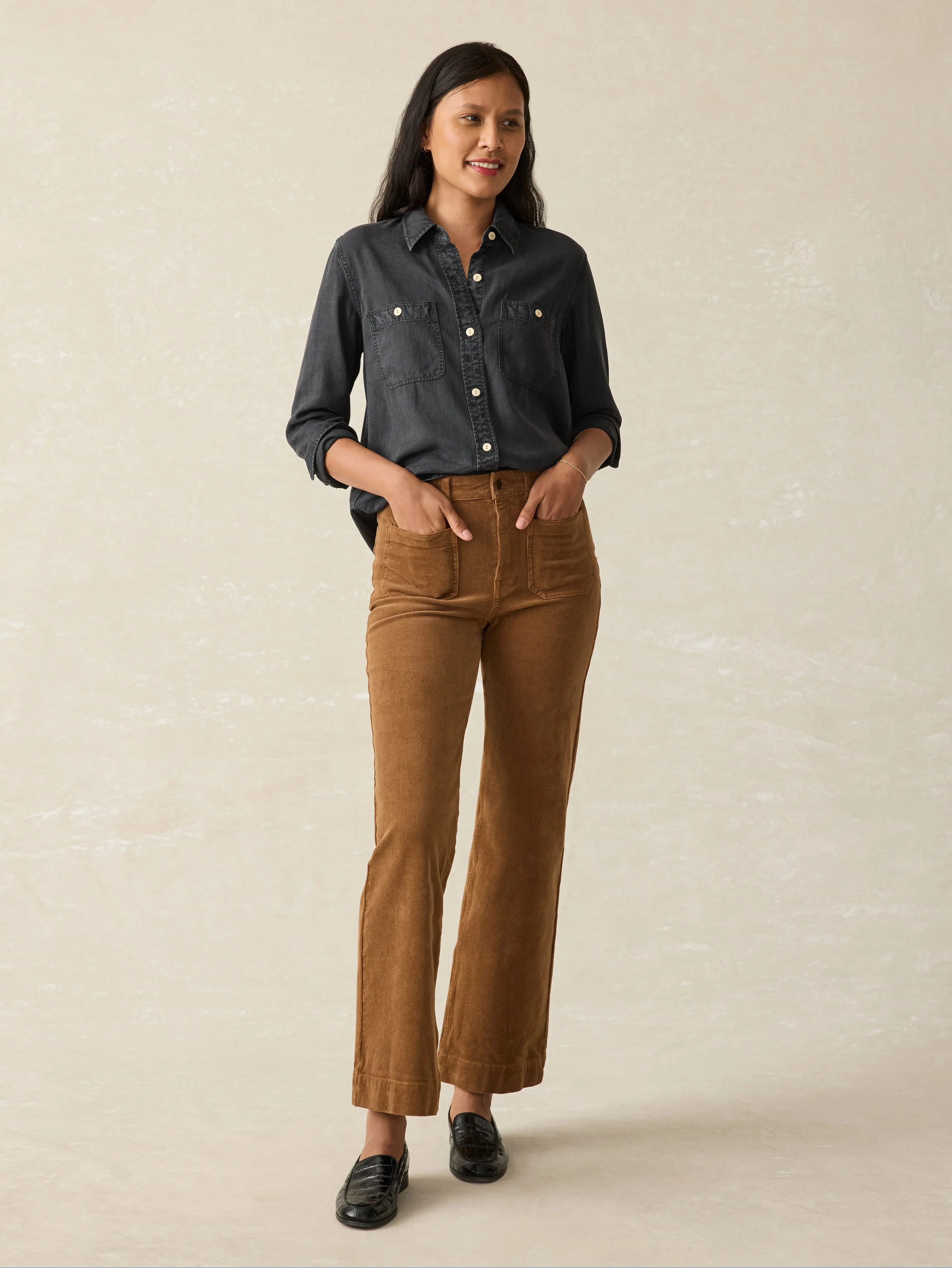 Tried & True Chambray Shirt - Durango Black sold by Faherty